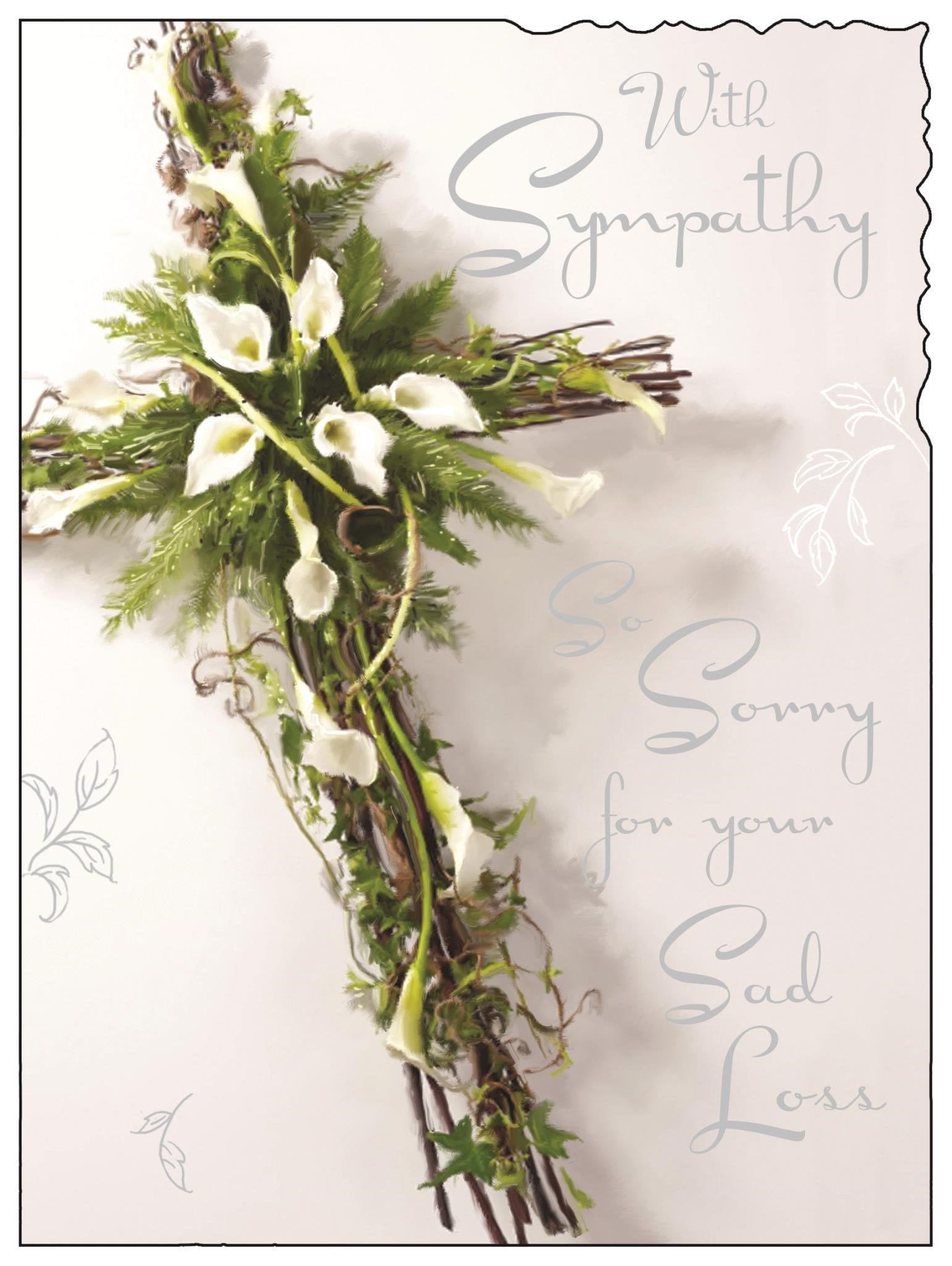 Front of With Sympathy Cross Greetings Card