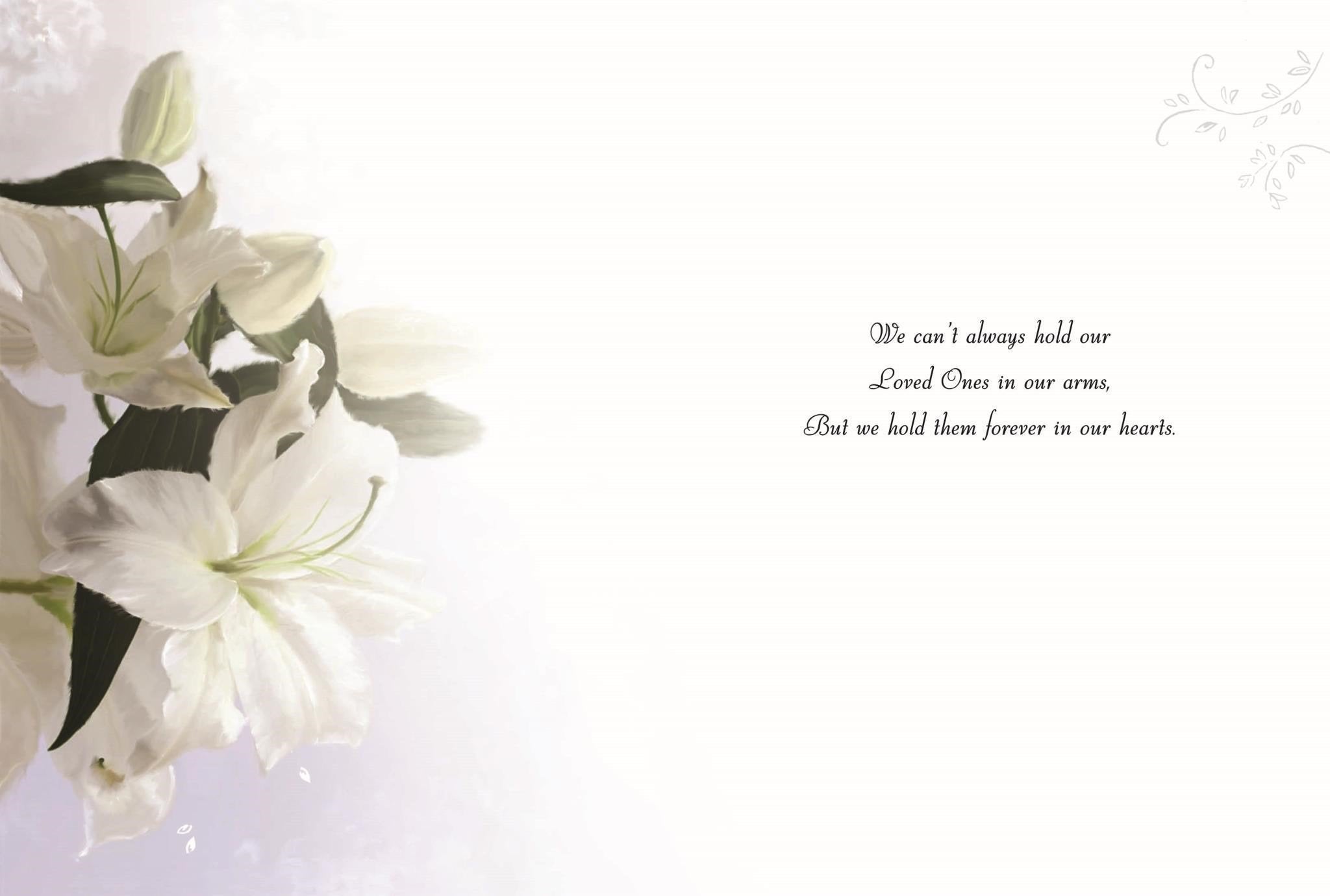 Inside of Sincere Condolences Oriental Lily Greetings Card