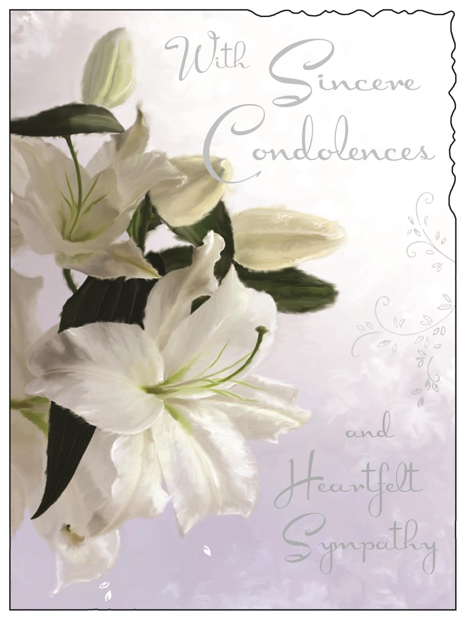 Front of Sincere Condolences Oriental Lily Greetings Card