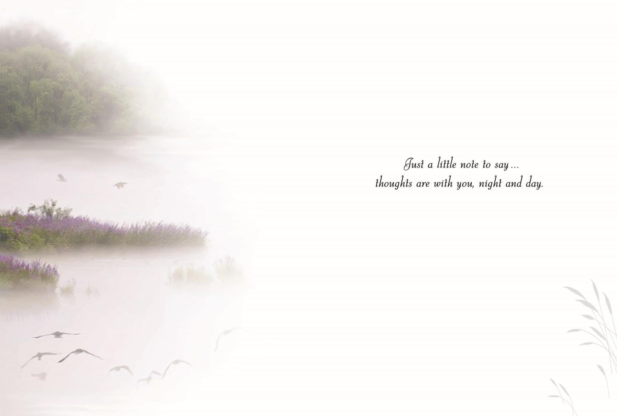 Inside of Thinking of You at this Sad Time Lake Greetings Card
