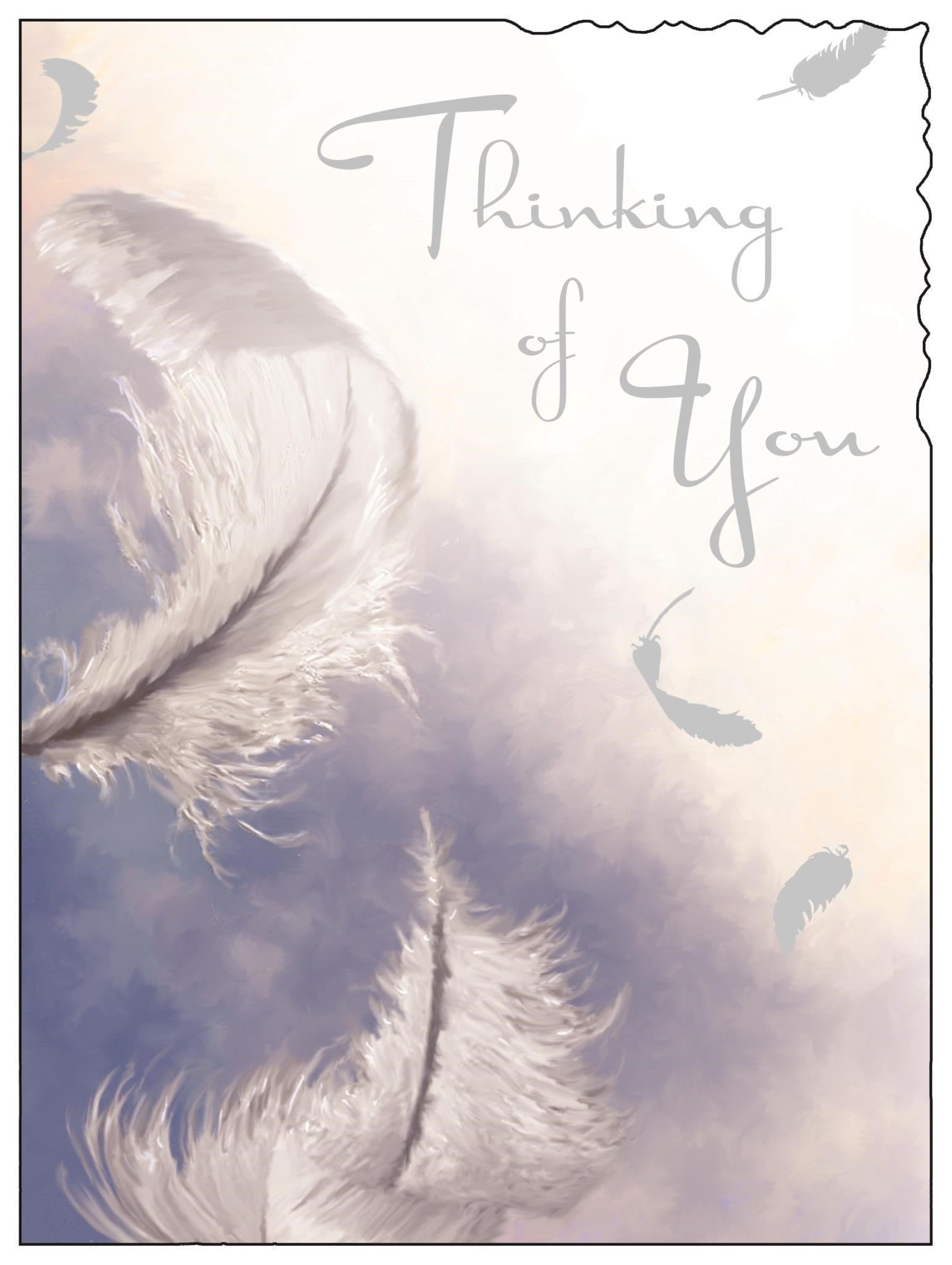 Front of Thinking of You Feathers Greetings Card