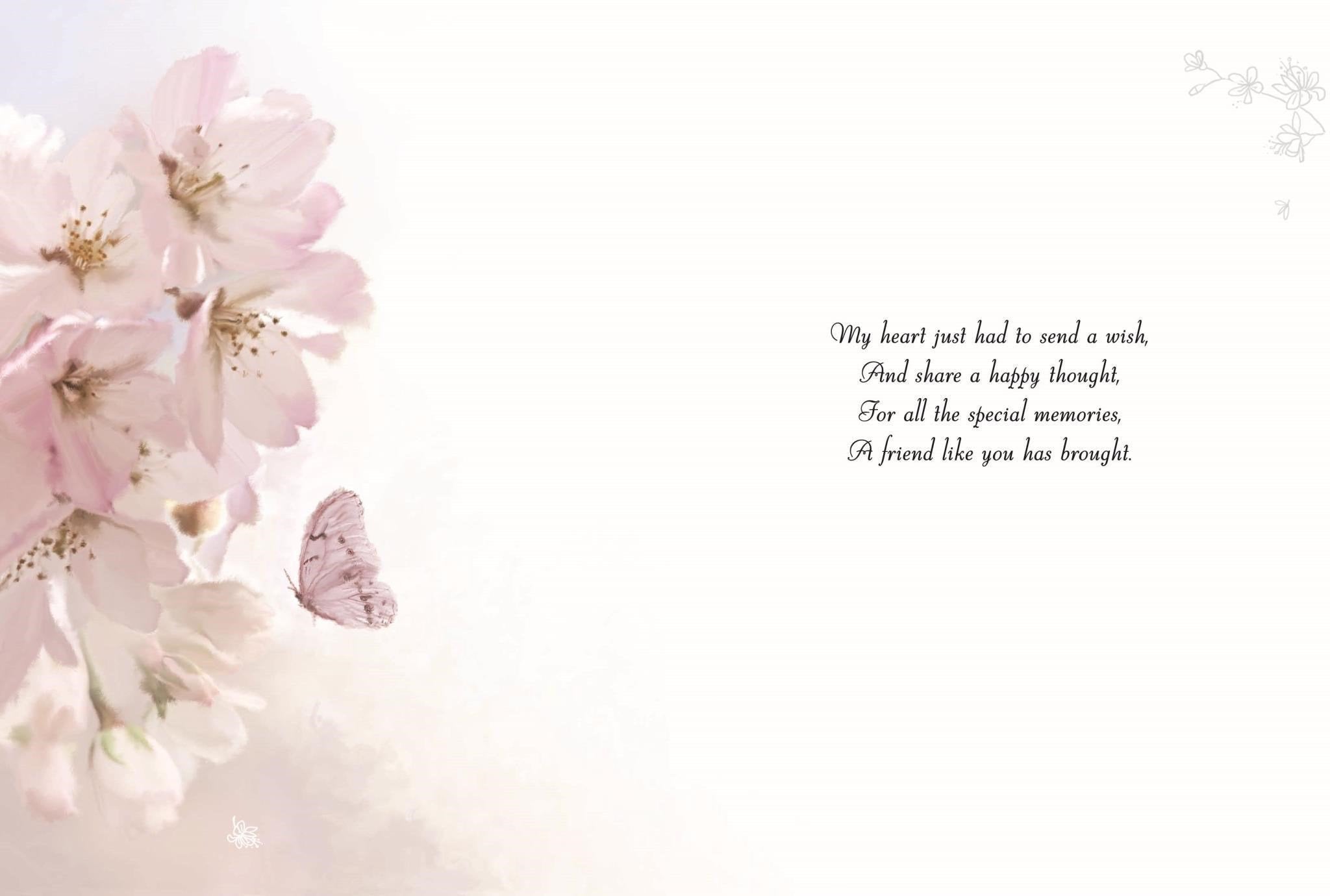 Inside of Dear Friend Blossom Greetings Card