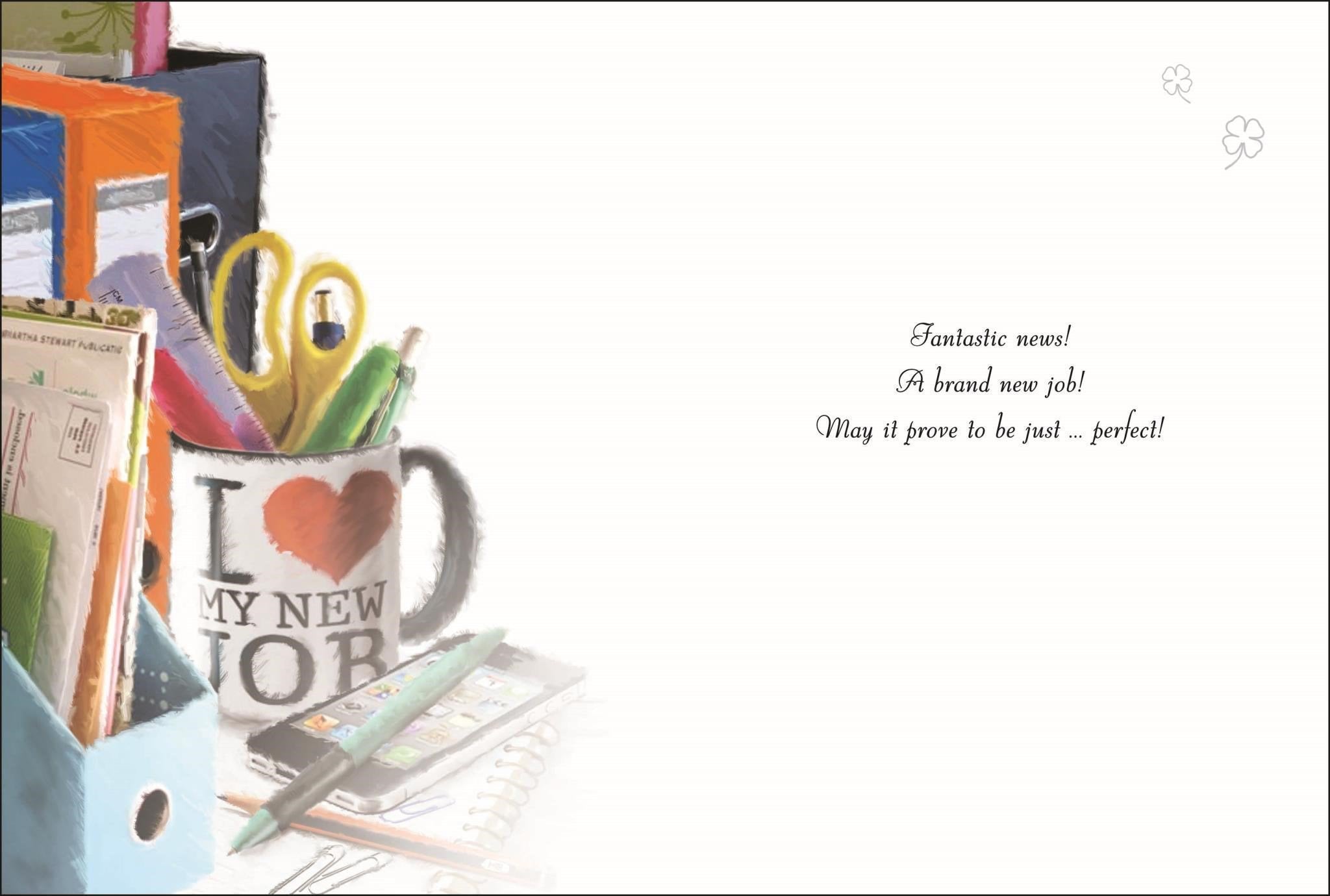 Inside of New Job Good Luck Greetings Card