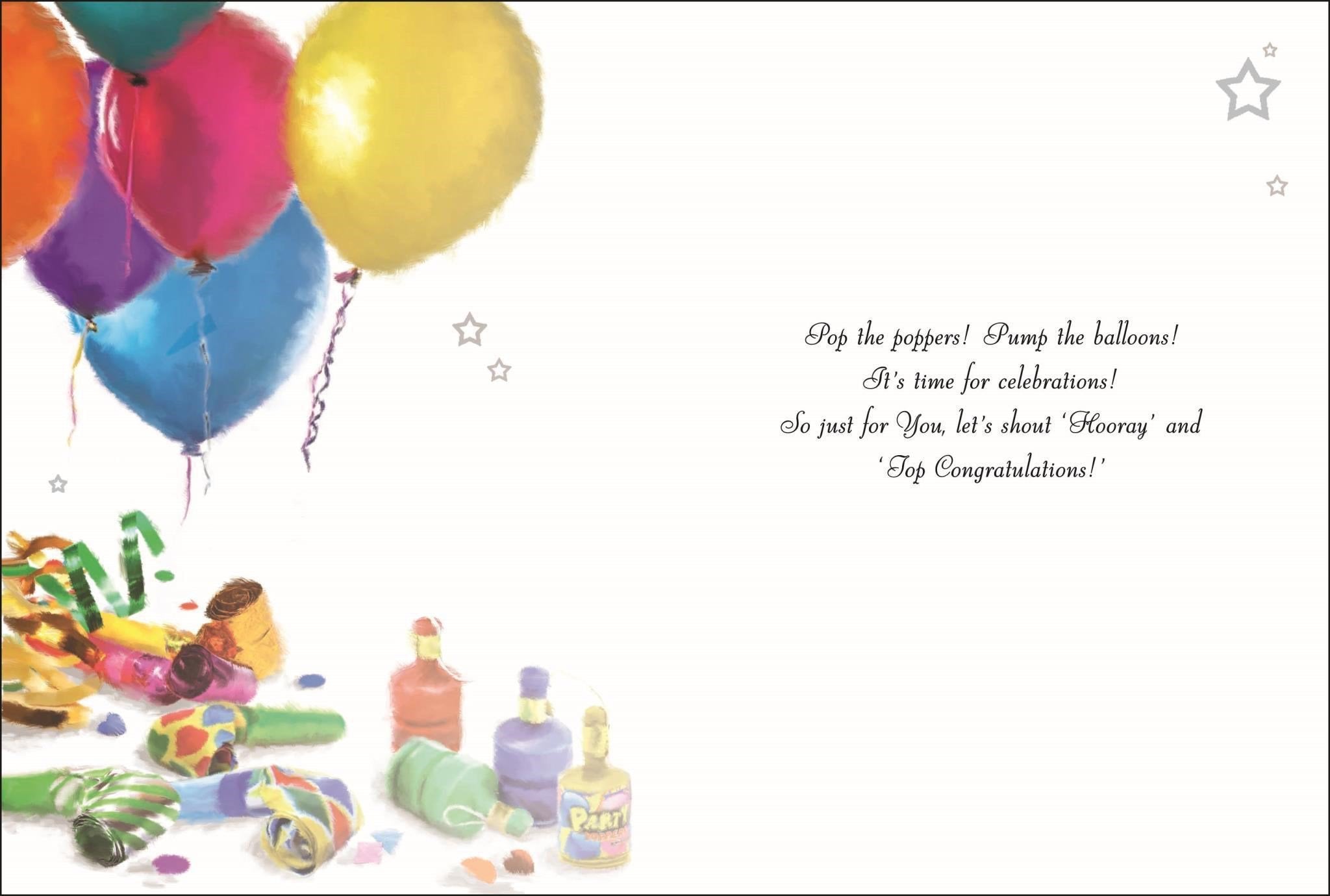 Inside of Congratulations Yippee Balloons Greetings Card