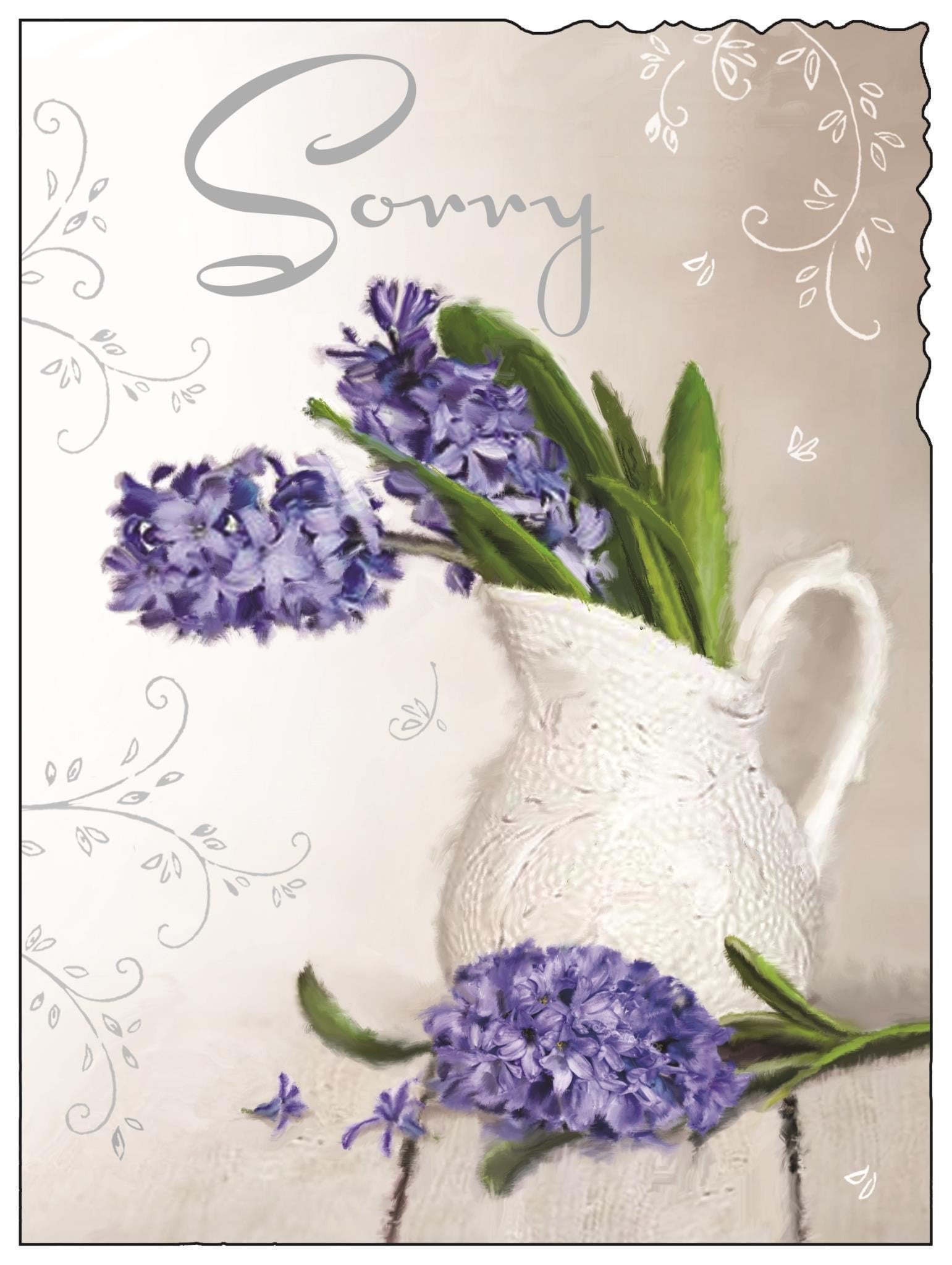 Front of Sorry Vase with Flowers Greetings Card
