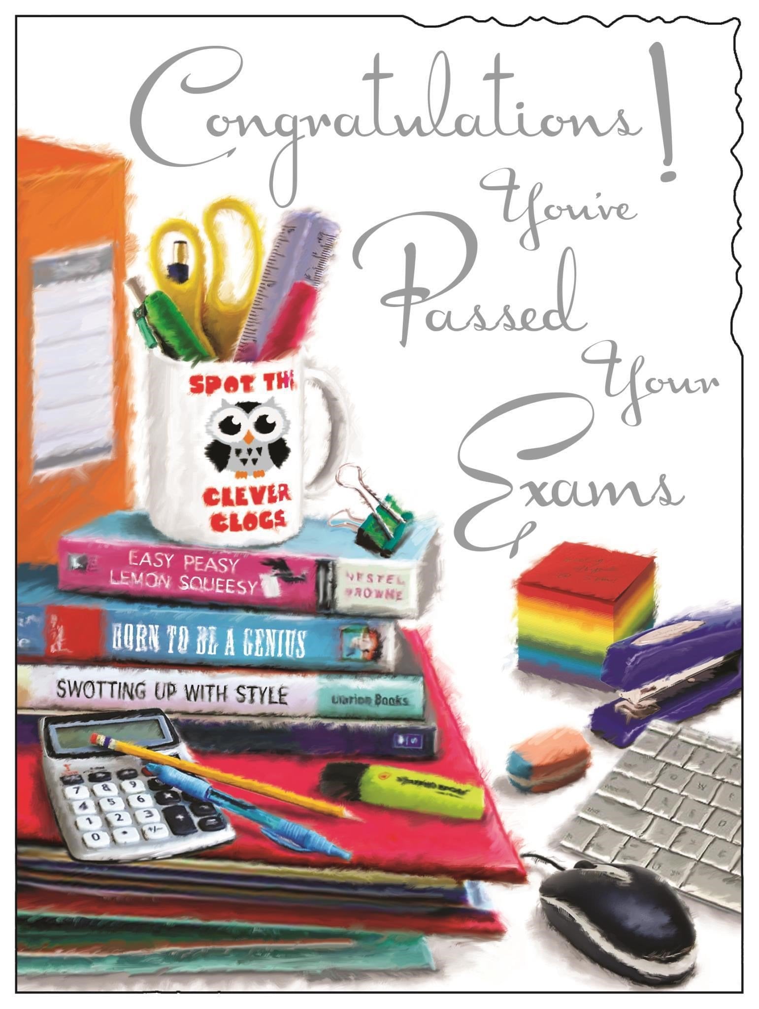 Front of Passed Your Exams Books Greetings Card