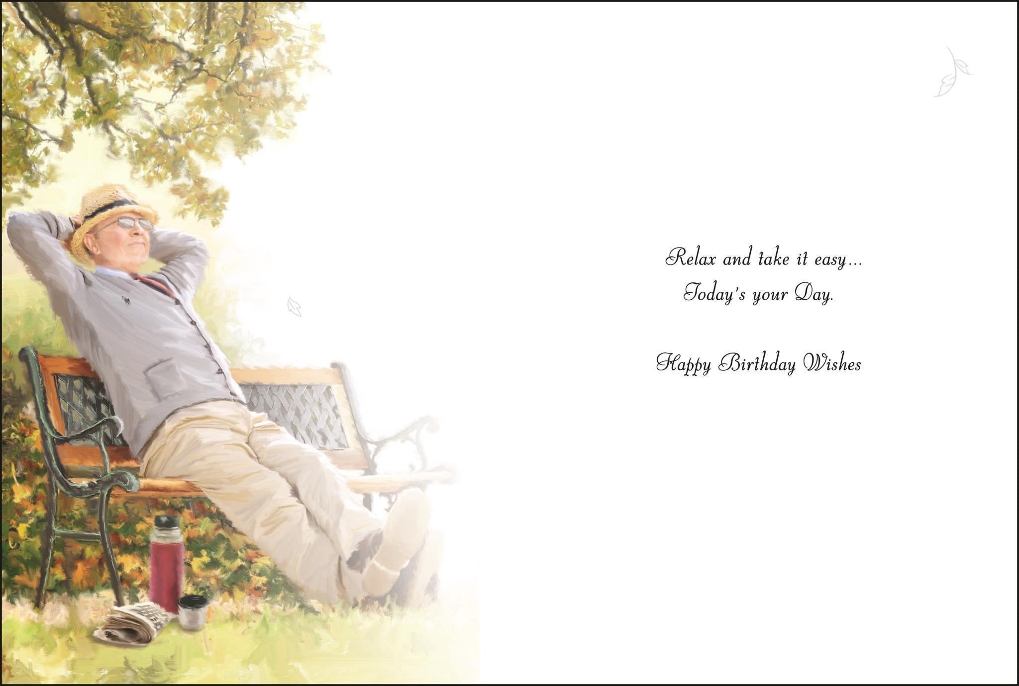 Inside of Open Birthday Park Bench Greetings Card