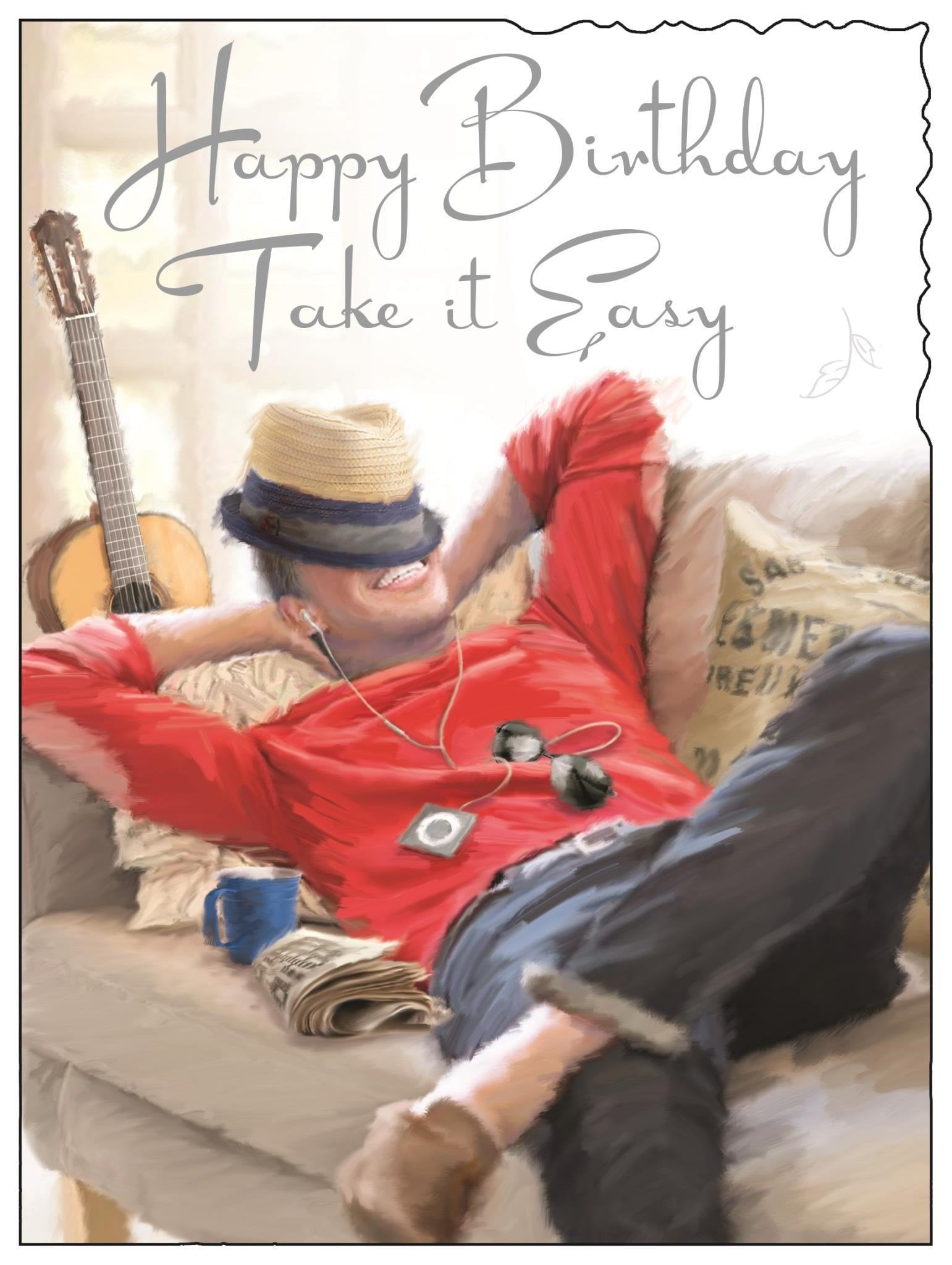Front of Open Male Birthday Red Jumper Greetings Card