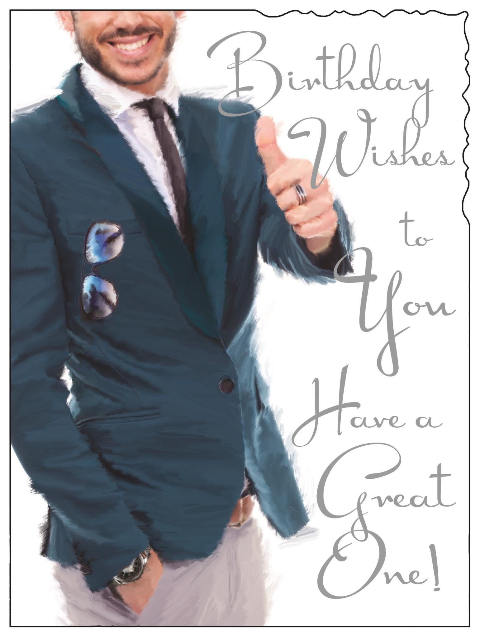 Front of Open Birthday Thumbs Up Greetings Card