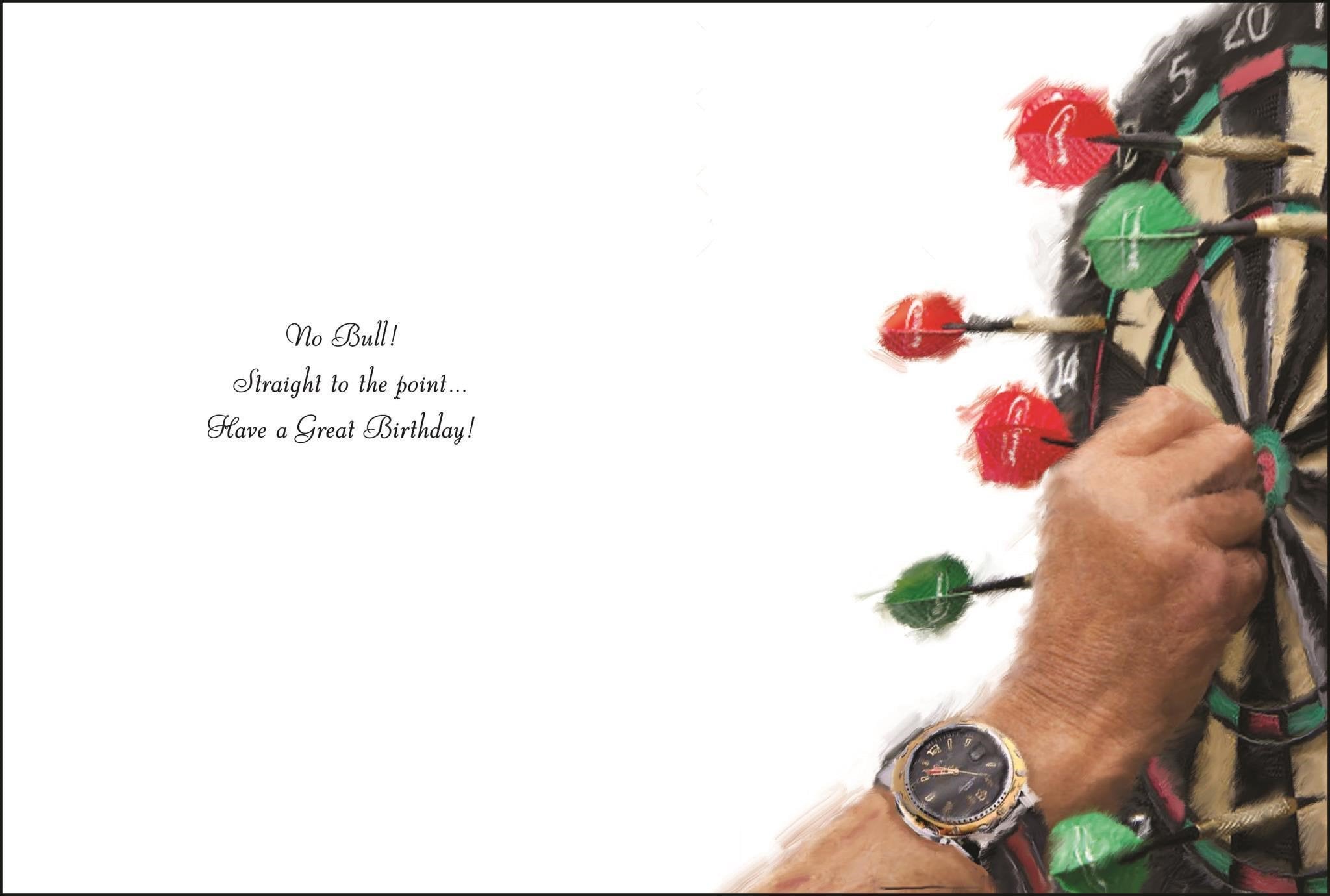 Inside of Open Birthday Darts Greetings Card