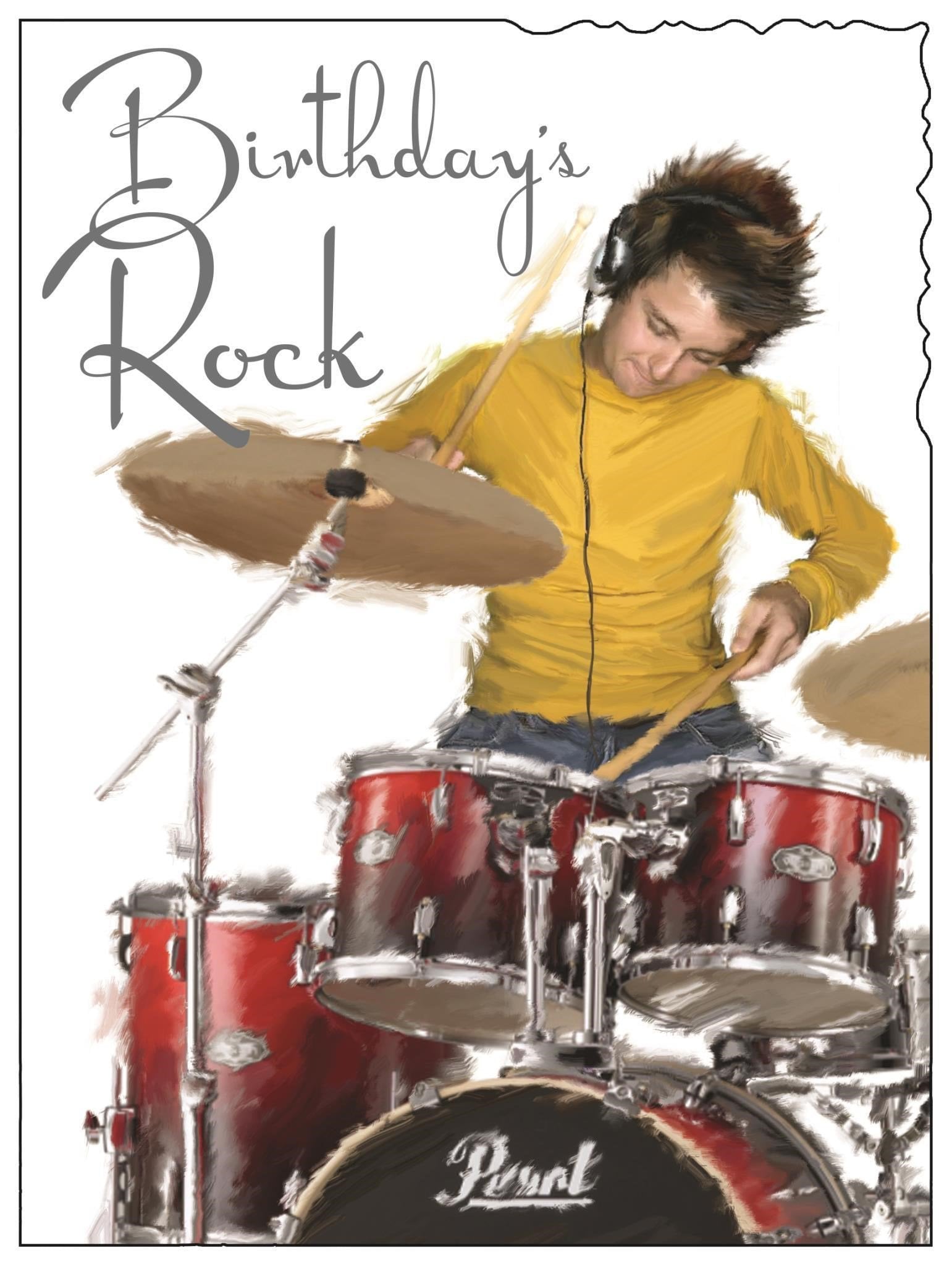 Front of Open Birthday Drummer Greetings Card