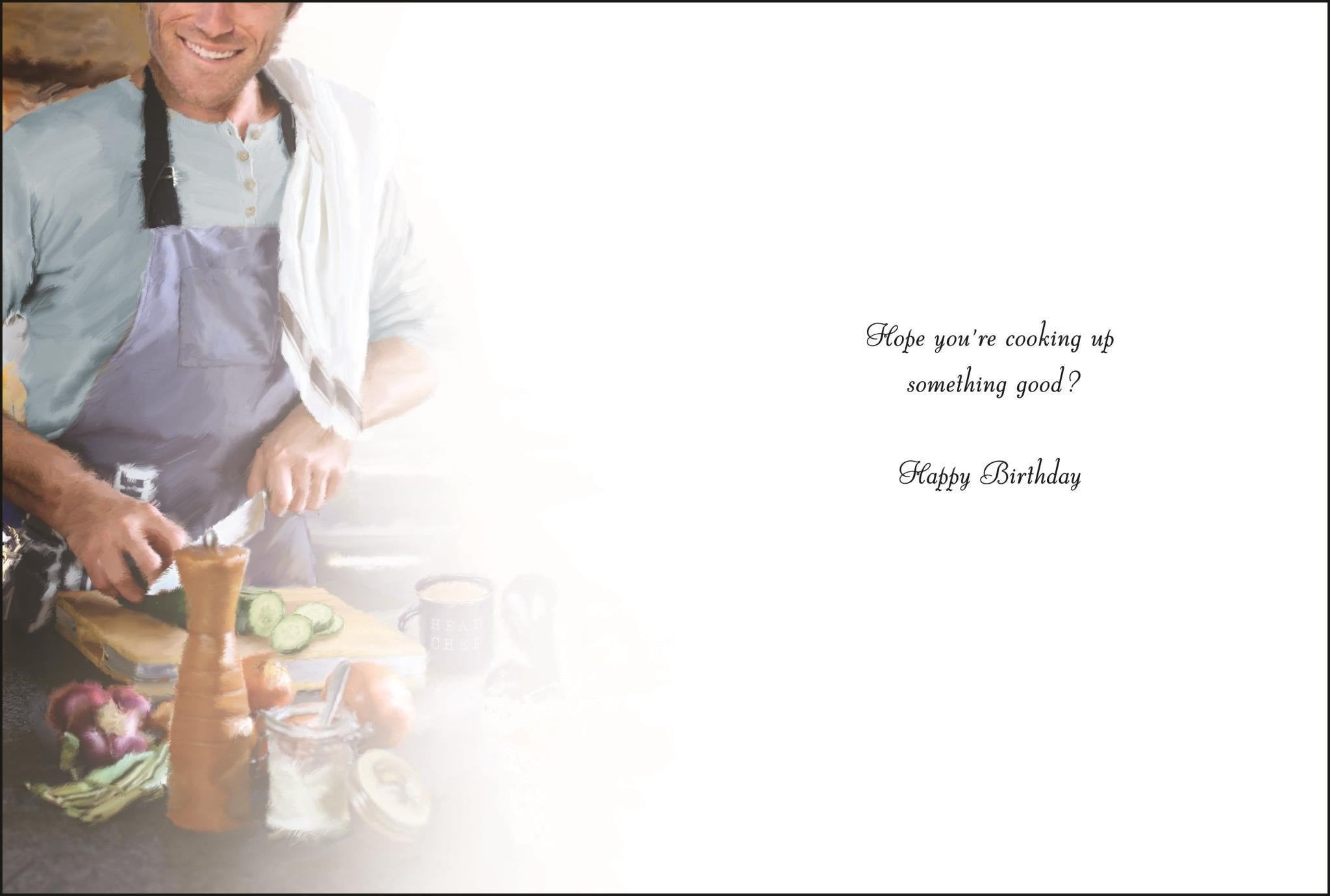 Inside of Open Birthday Chef Greetings Card