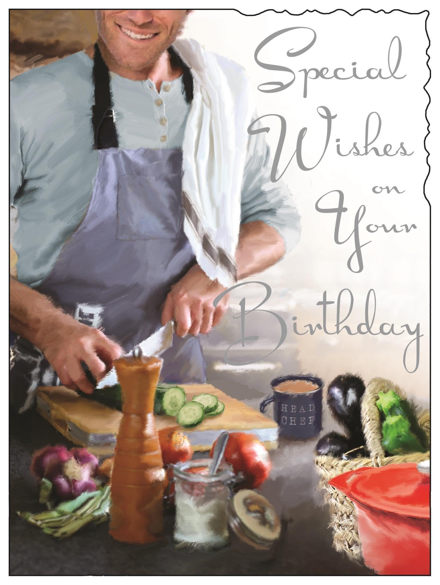 Front of Open Birthday Chef Greetings Card