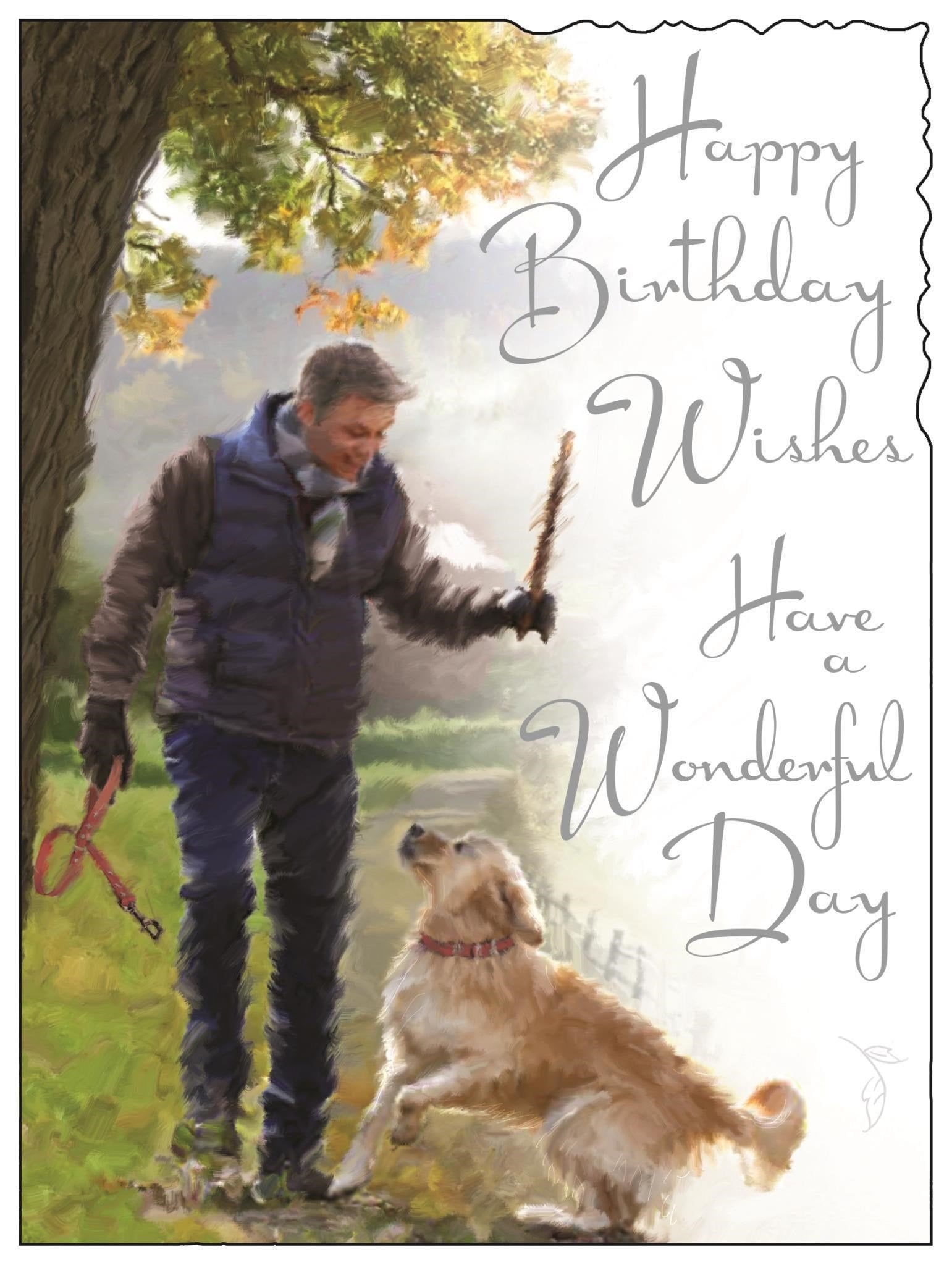Front of Open Birthday Dog Walker Greetings Card