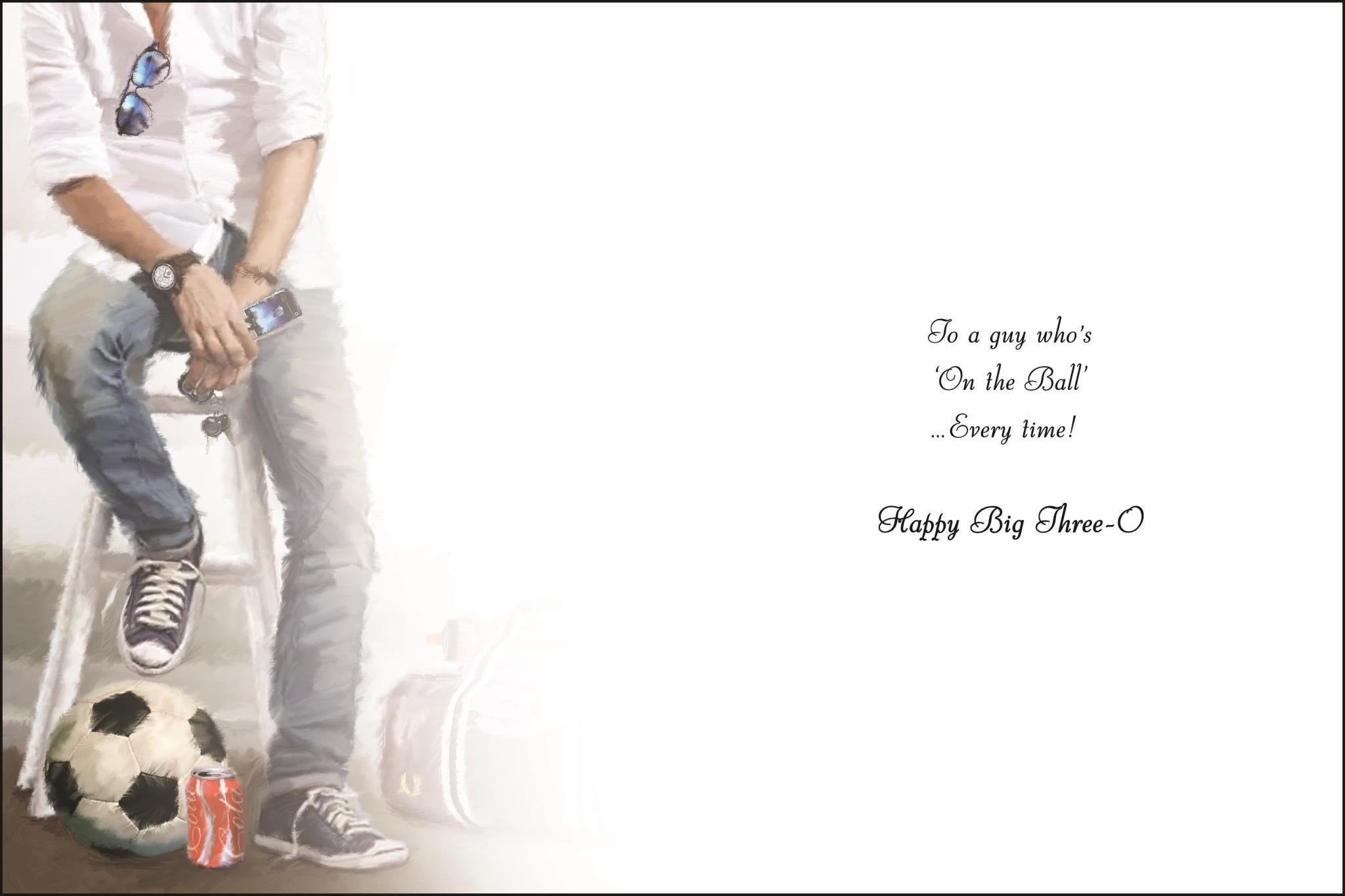 Inside of 30th Birthday Footballer Sat Greetings Card