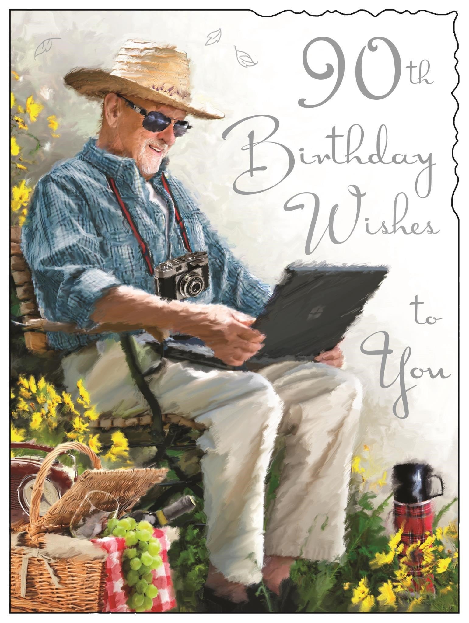 Front of 90th Birthday Laptop Greetings Card
