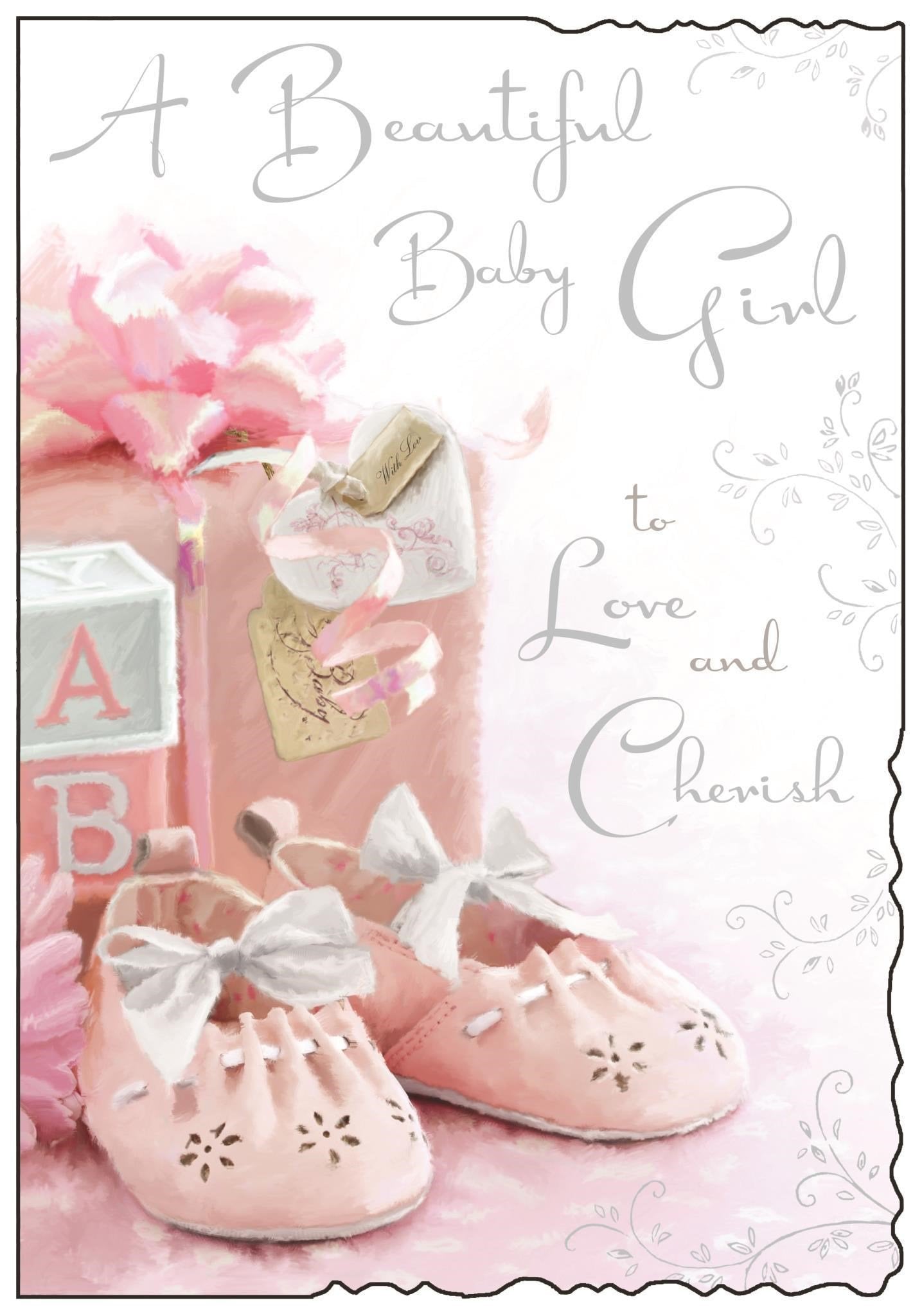Front of New Baby Girl Abc  Greetings Card