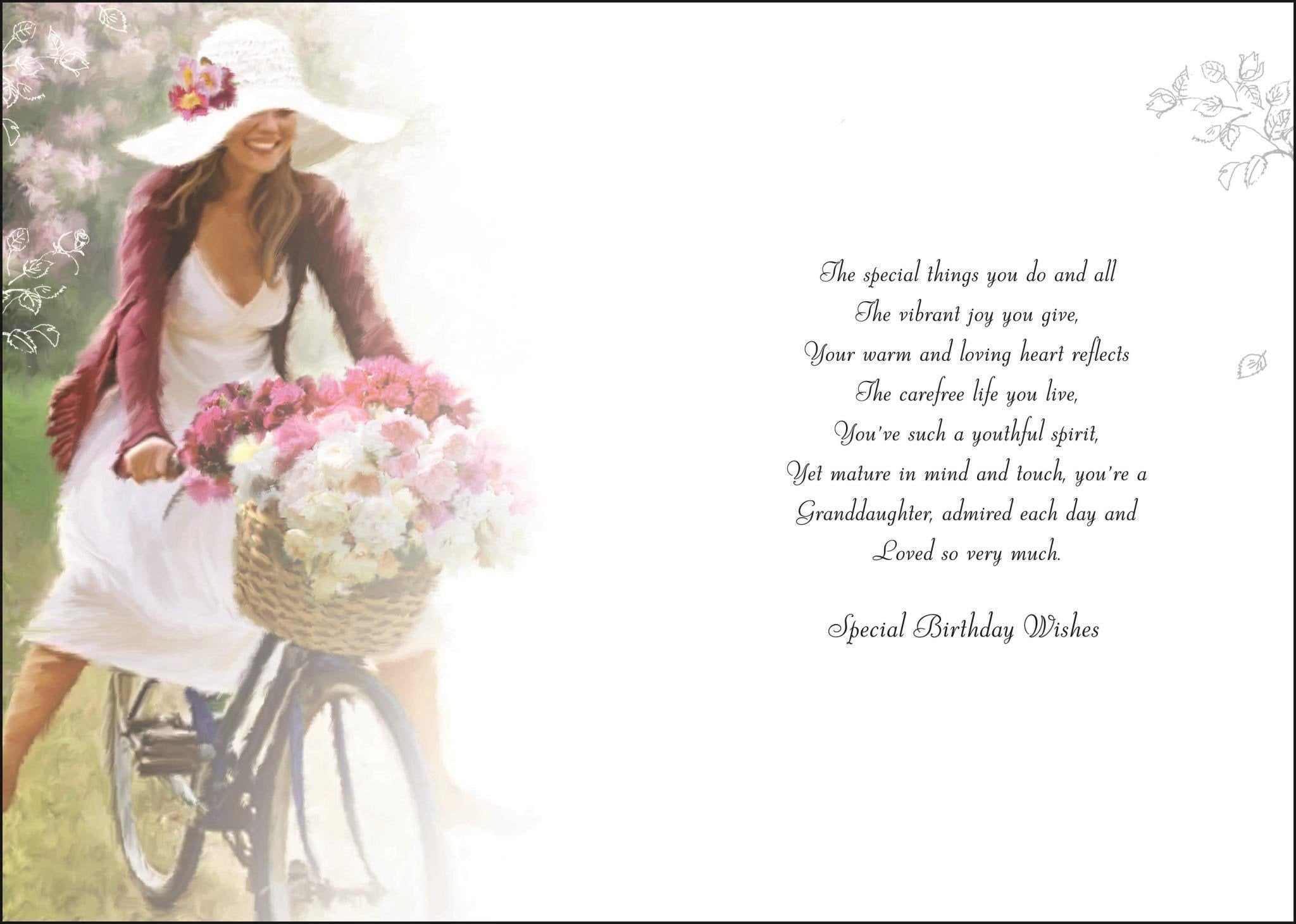 Inside of Granddaughter Birthday Bike Greetings Card