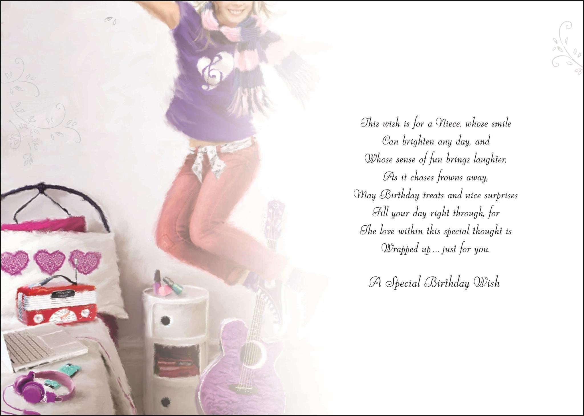 Inside of Niece Birthday Bedroom Greetings Card