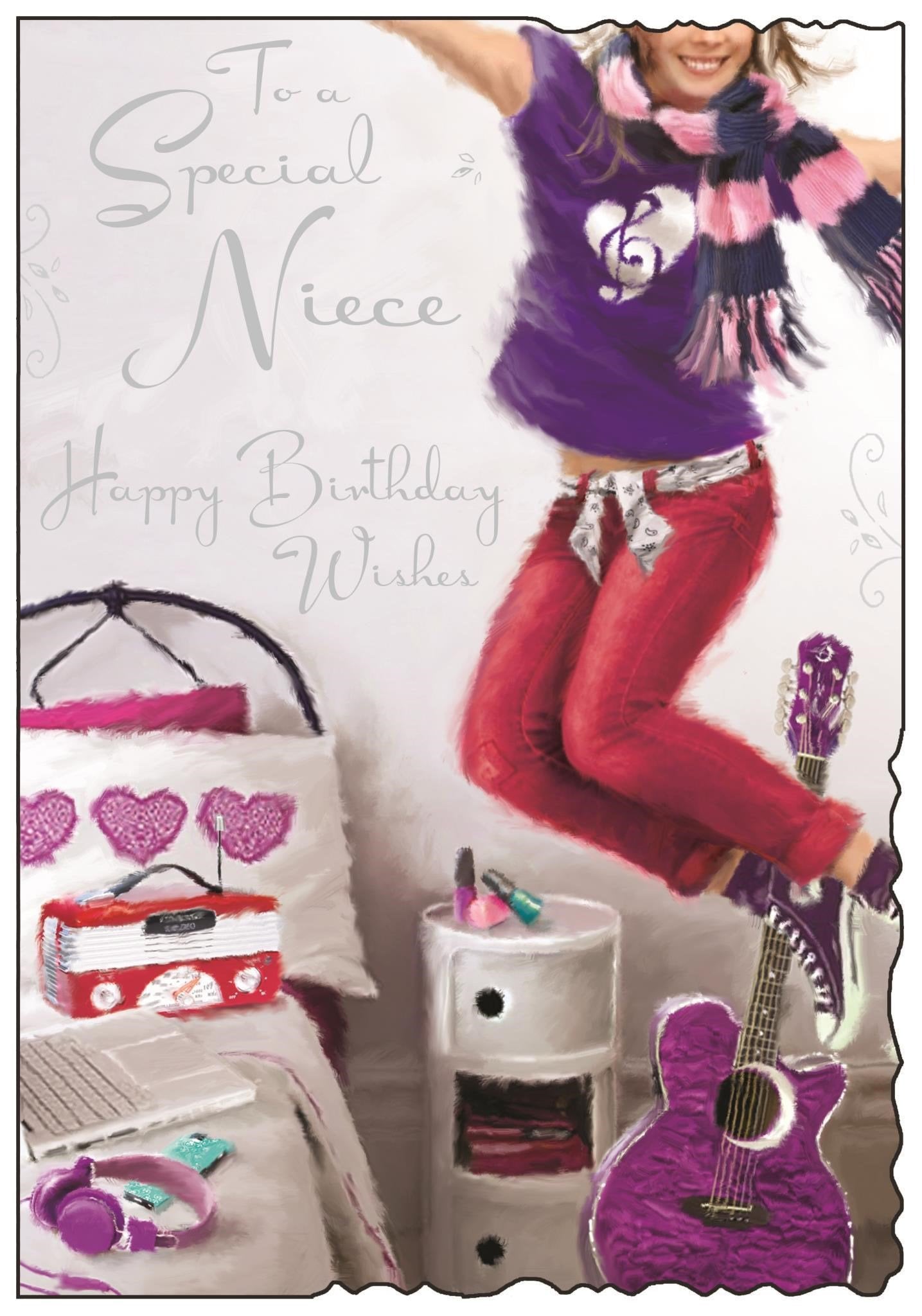 Front of Niece Birthday Bedroom Greetings Card