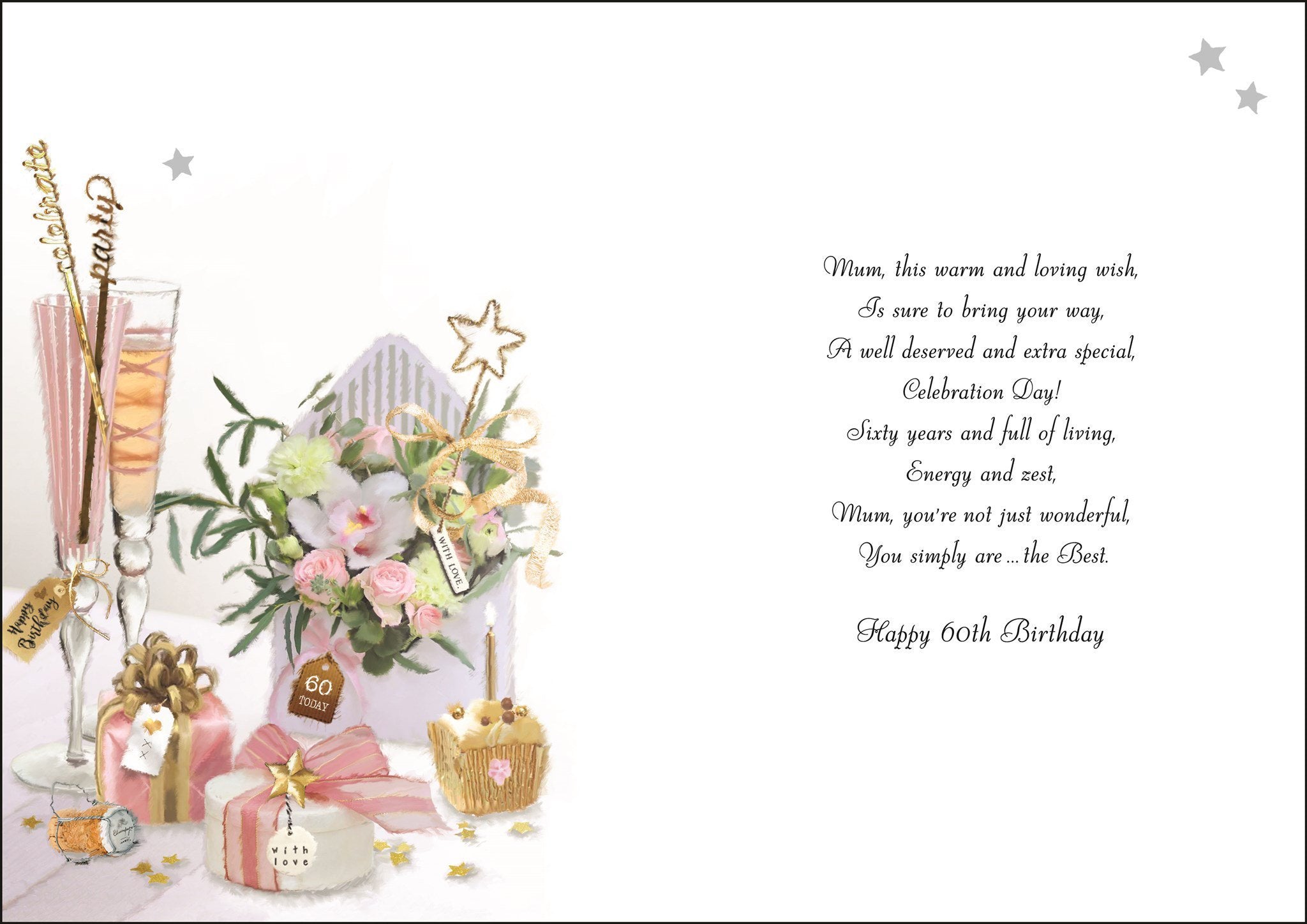 Inside of Mum 60th Birthday Envelope Greetings Card