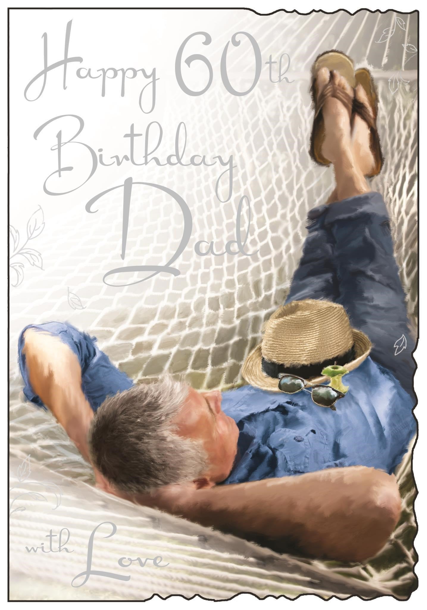 Front of Dad 60th Birthday Hammock Greetings Card