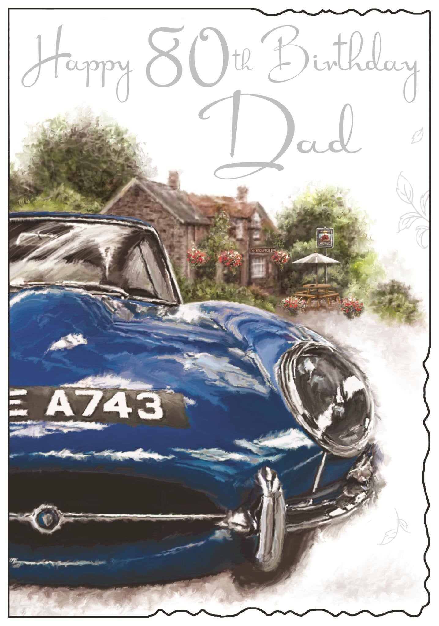 Front of Dad 80th Birthday Car Greetings Card