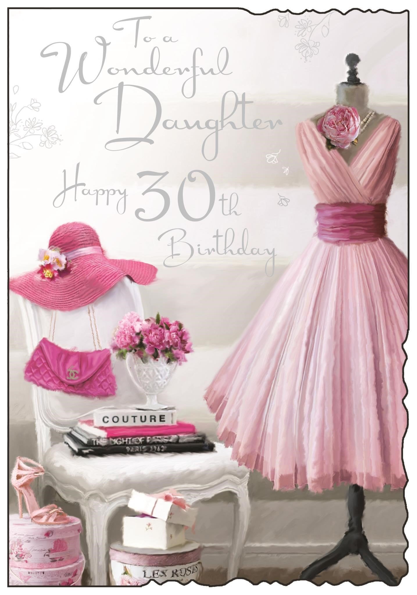 Front of Daughter 30th Birthday Gown Greetings Card
