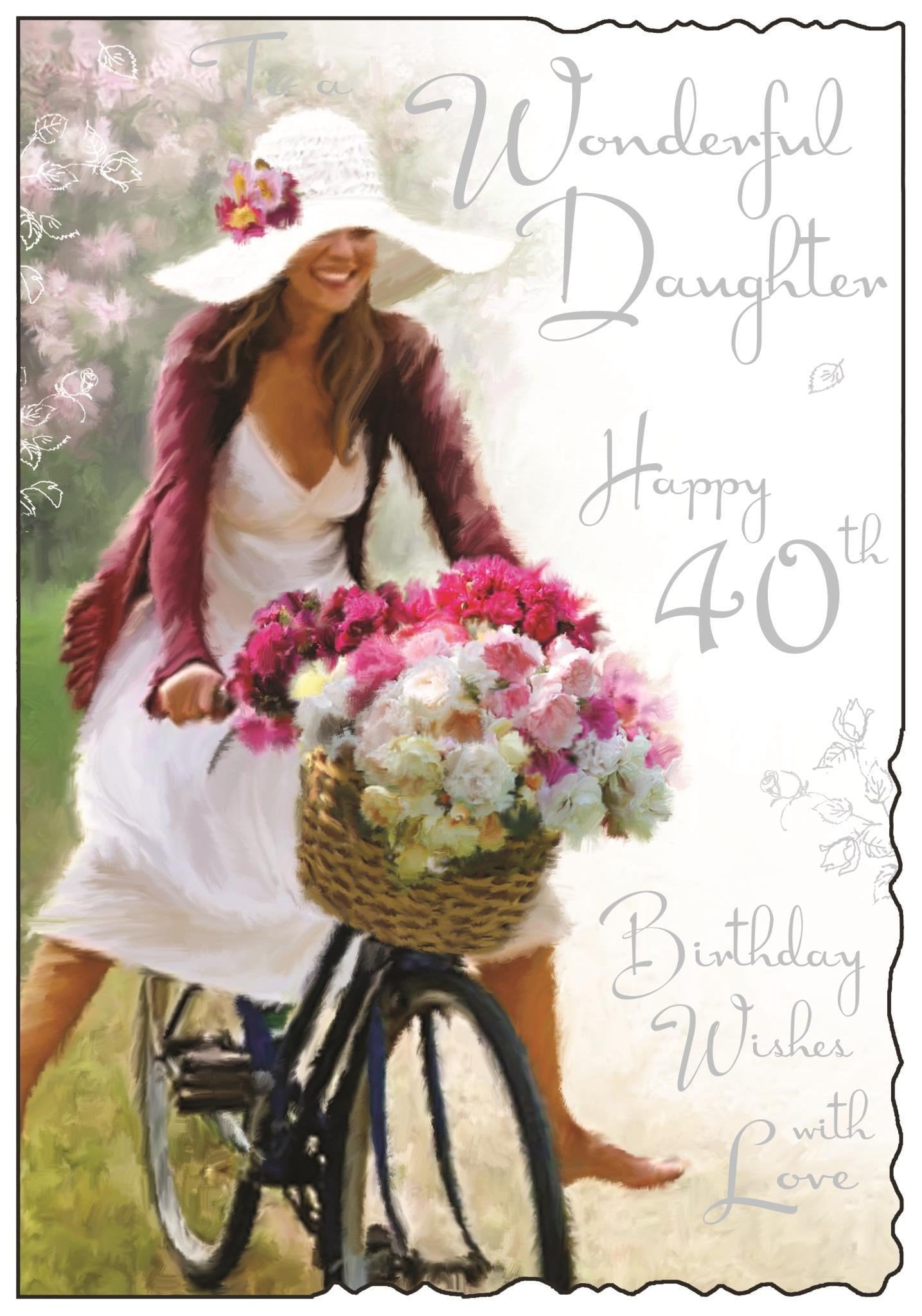 Front of Daughter 40th Birthday Bike Greetings Card