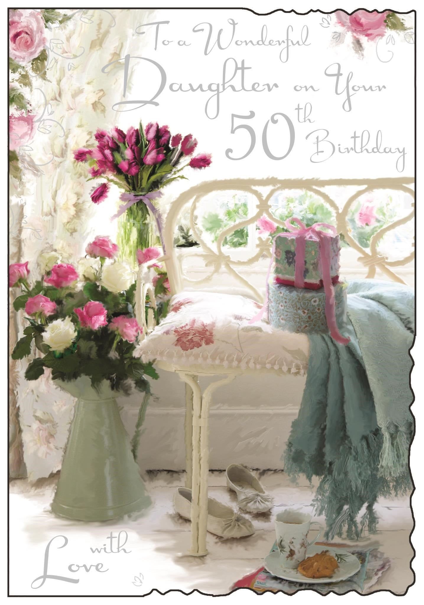 Front of Daughter 50th Birthday Home Greetings Card