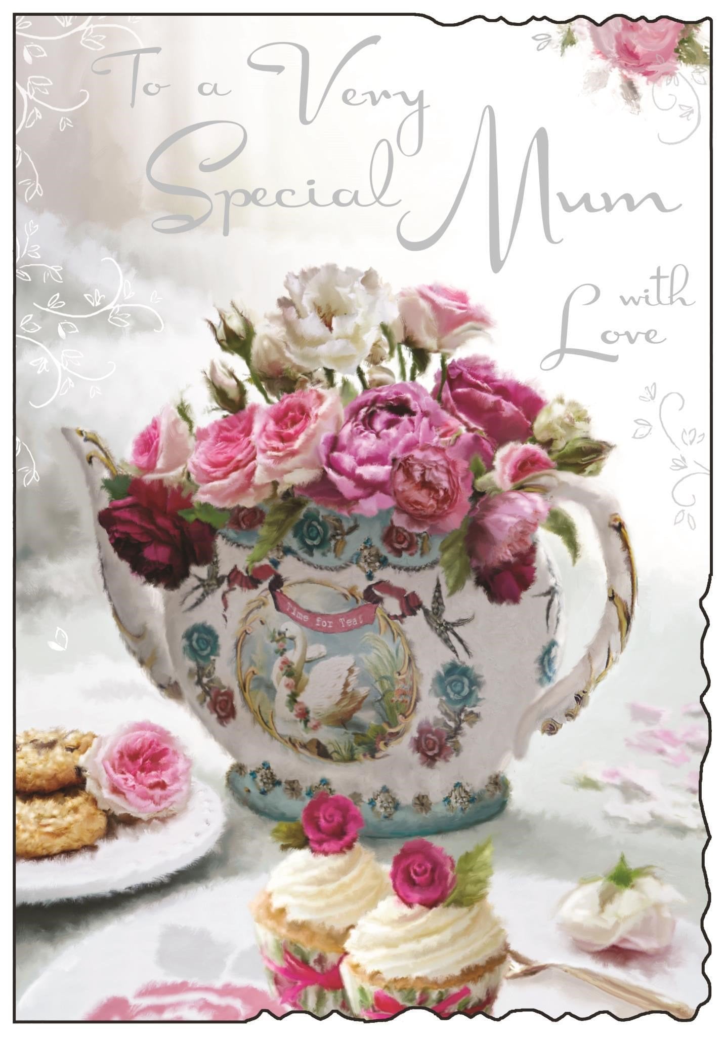 Front of Mum Birthday Teapot Greetings Card