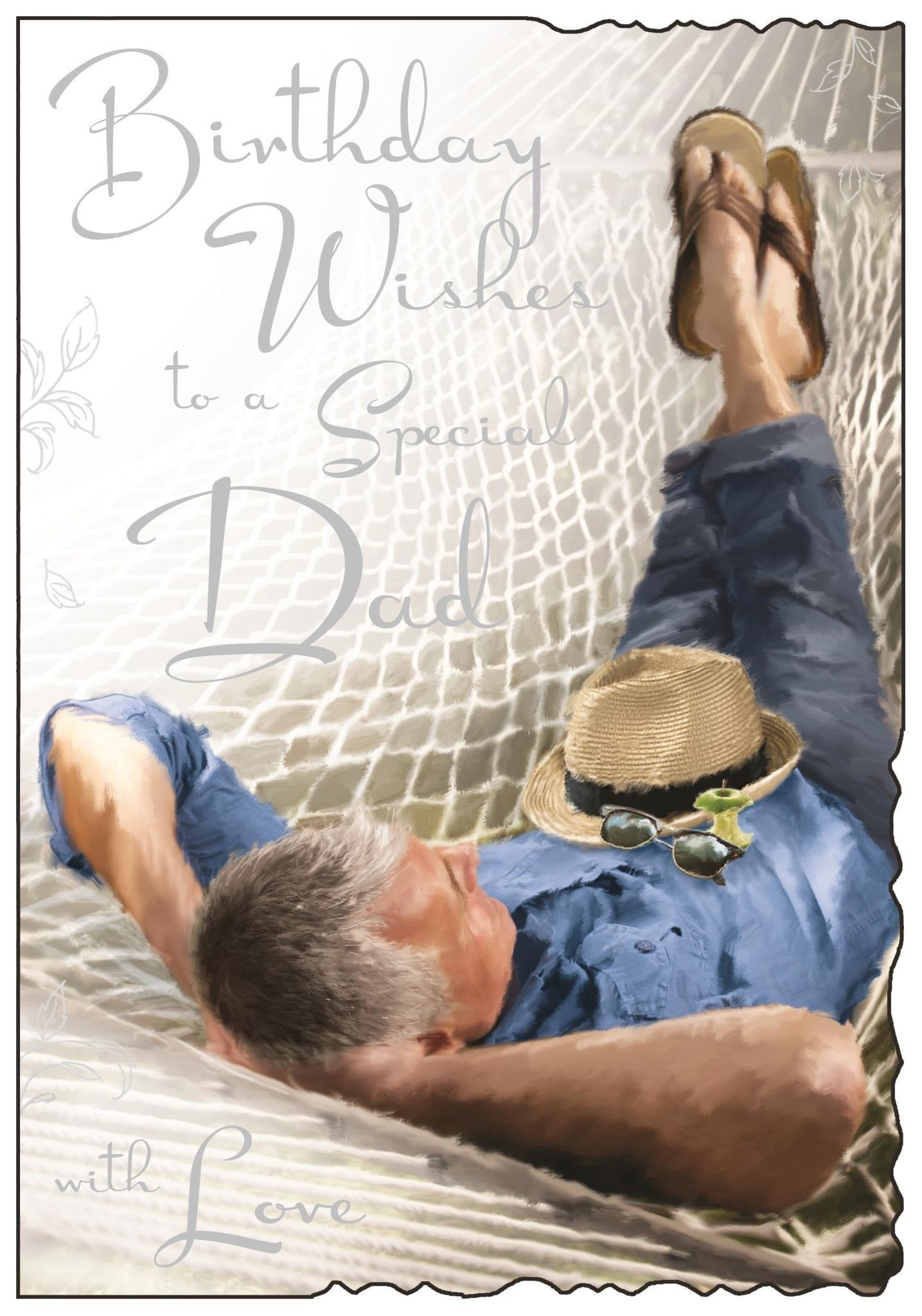 Front of Dad Birthday Hammock Greetings Card