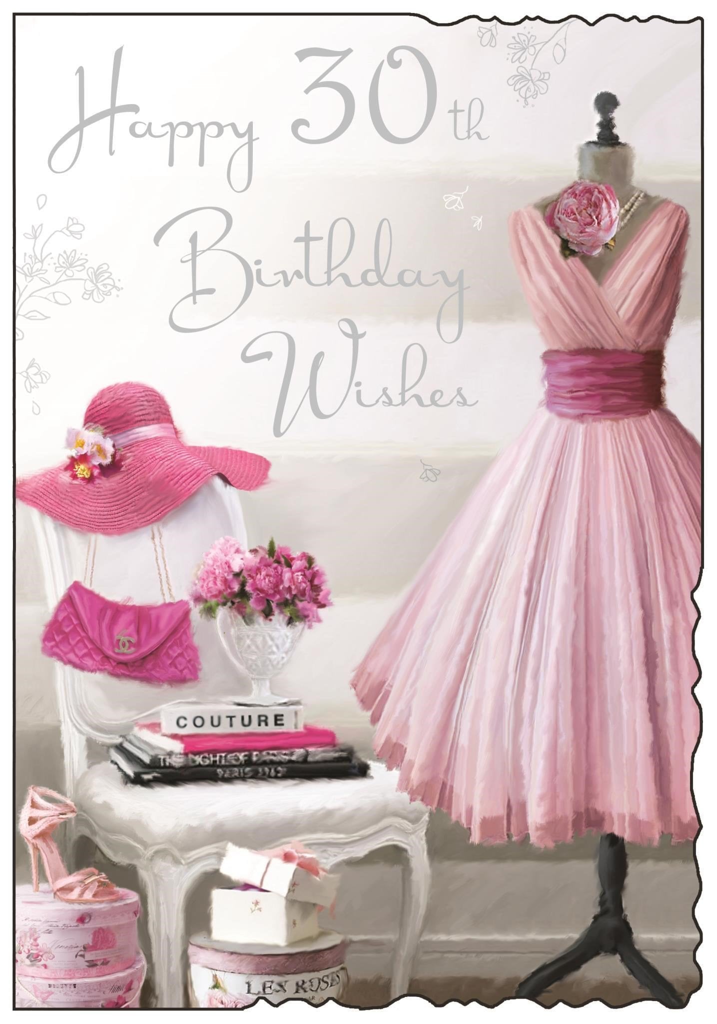 Front of 30th Birthday Gown Greetings Card