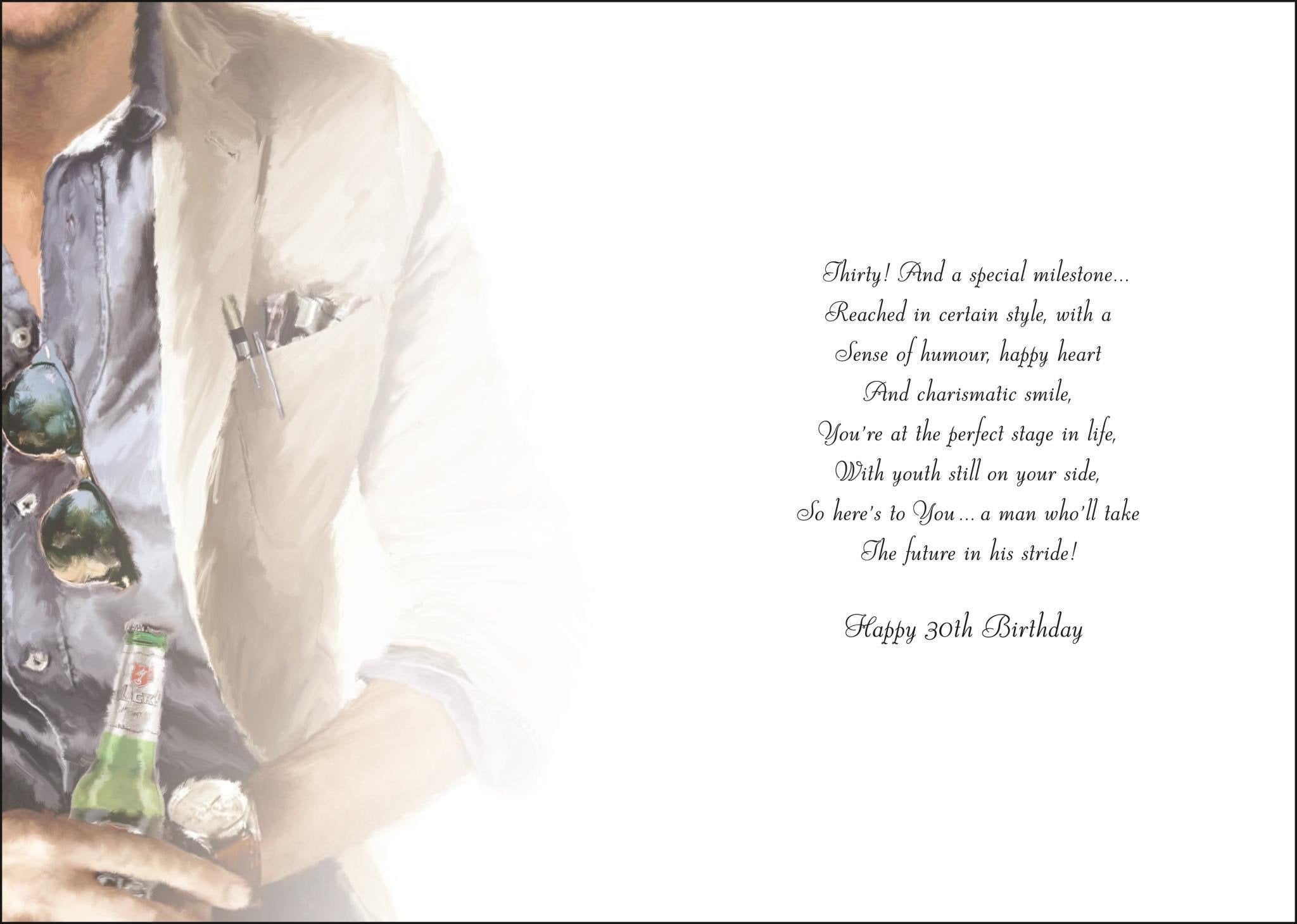 Inside of 30th Birthday Shades Greetings Card