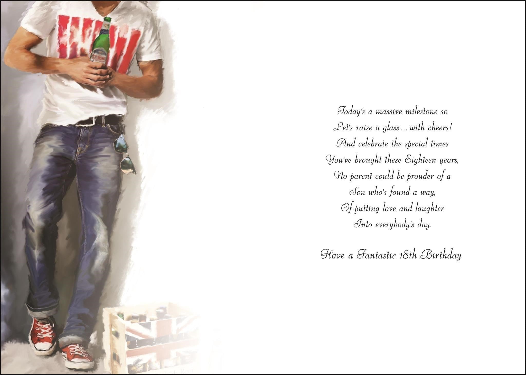 Inside of Son 18th Birthday Drink Greetings Card