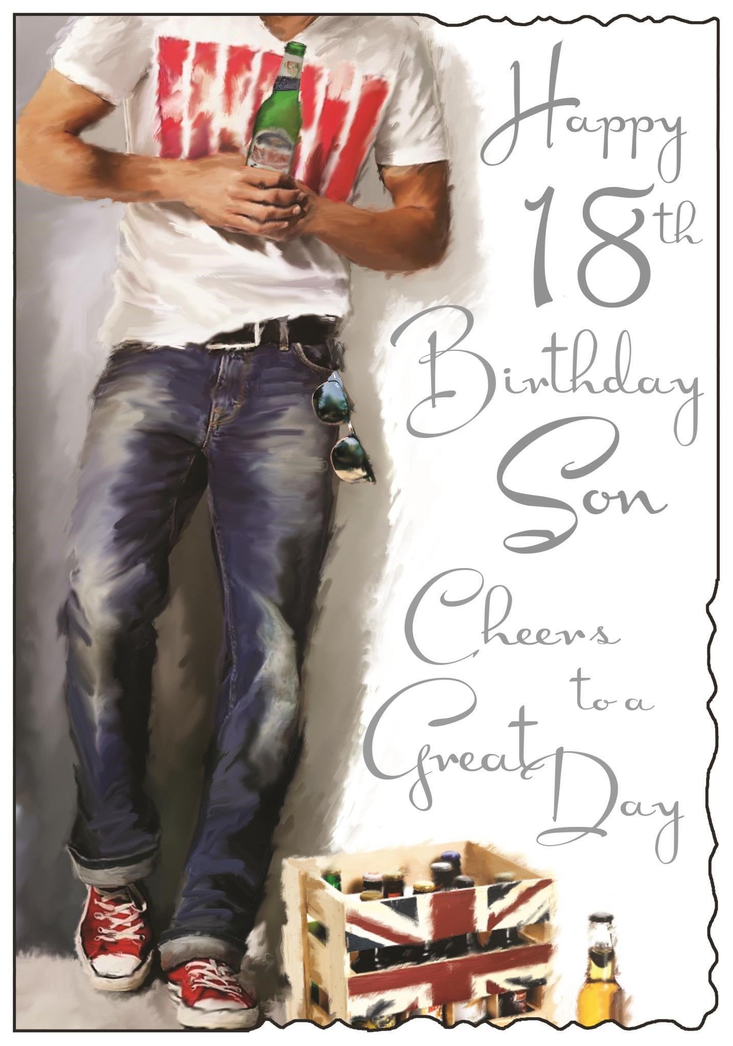 Front of Son 18th Birthday Drink Greetings Card