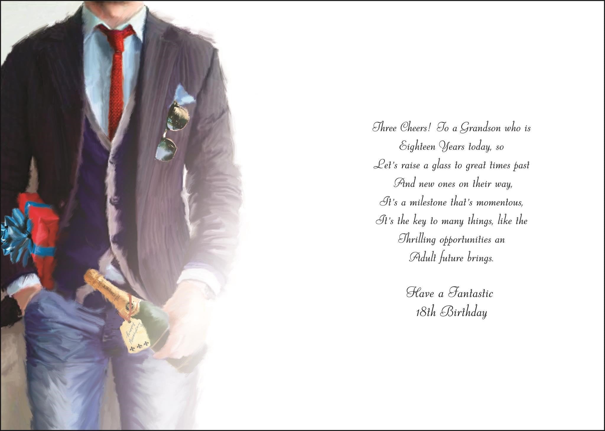 Inside of Grandson 18th Birthday Bottle Greetings Card