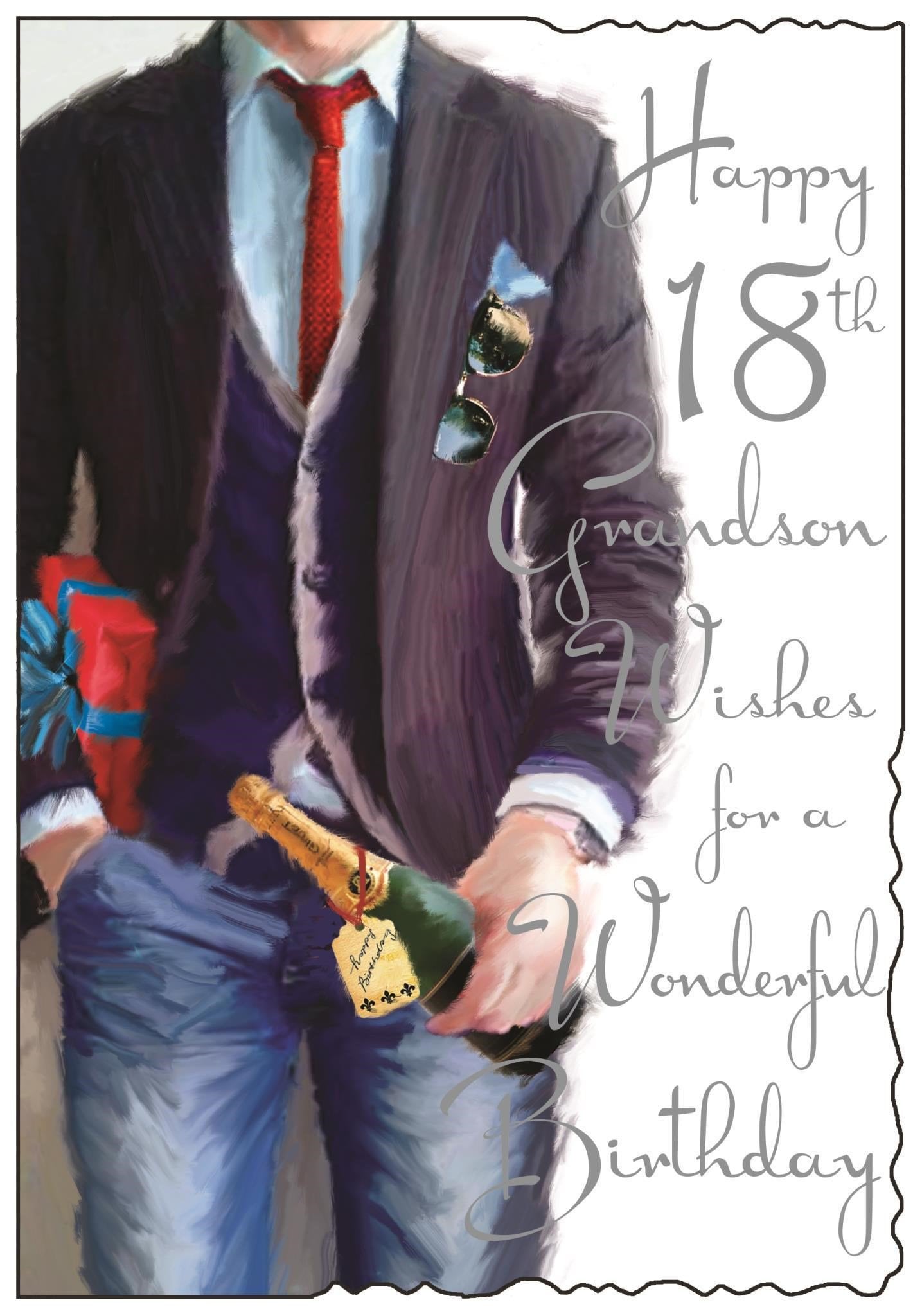 Front of Grandson 18th Birthday Bottle Greetings Card