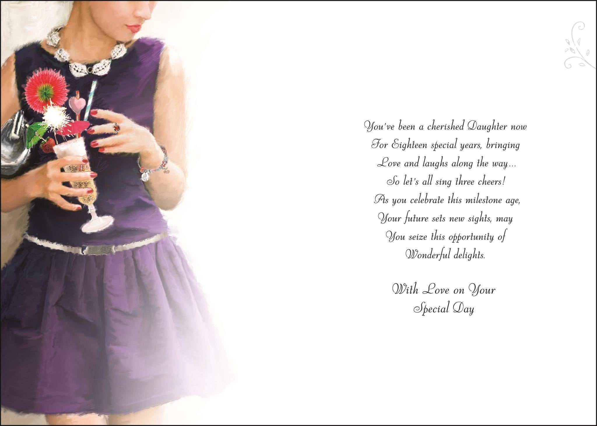 Inside of Daughter 18th Birthday Dress Greetings Card