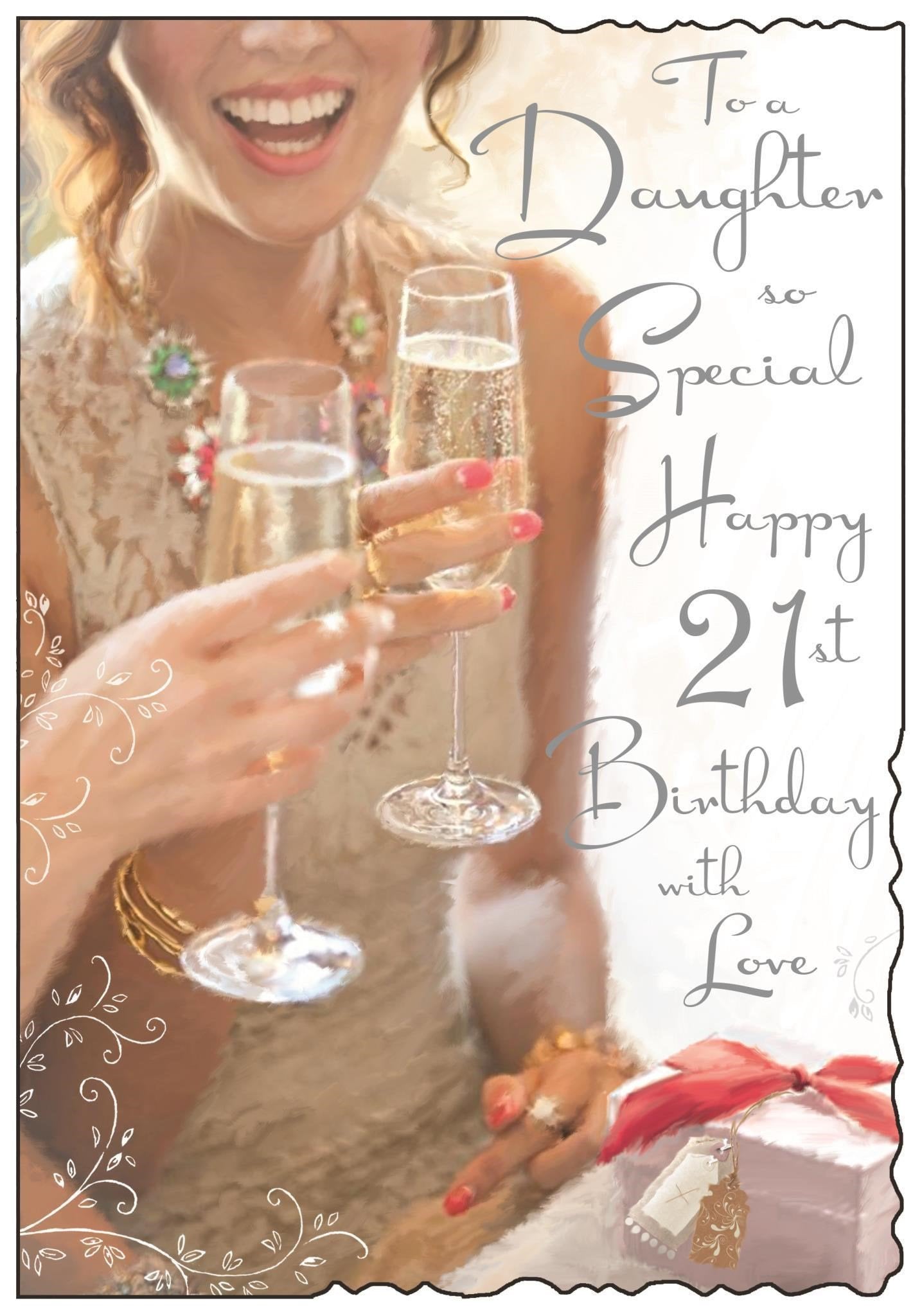 Front of Daughter 21st Birthday Glasses Greetings Card