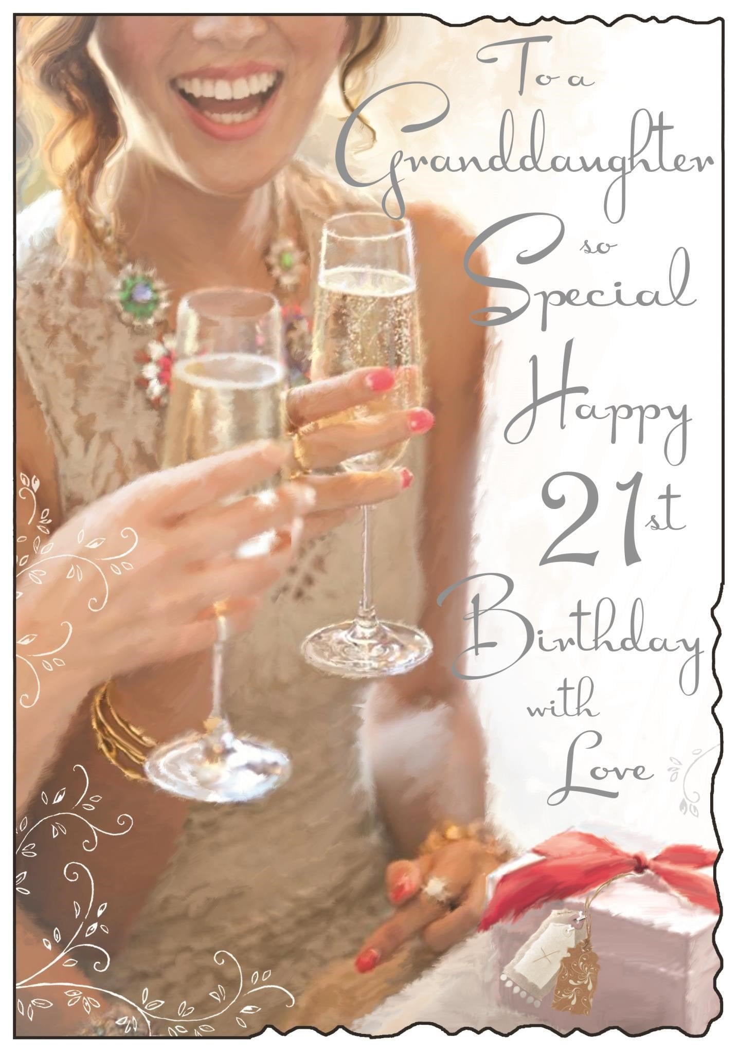 Front of Granddaughter 21st Birthday Glasses Greetings Card