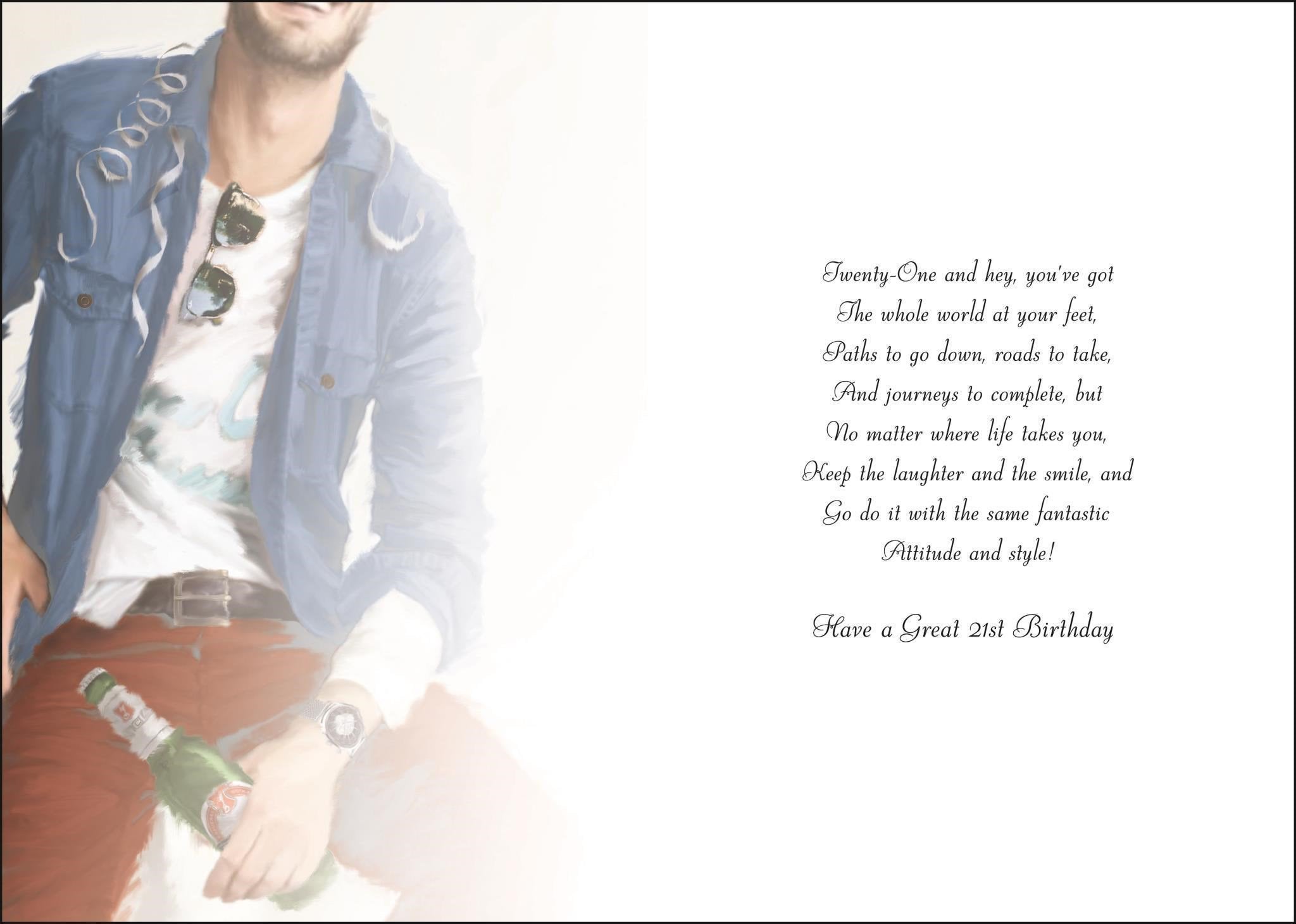 Inside of 21st Birthday Bottle Greetings Card