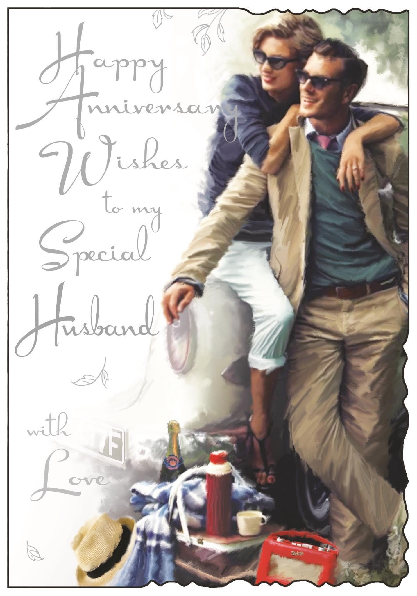 Front of Anniversary Husband Couple Greetings Card