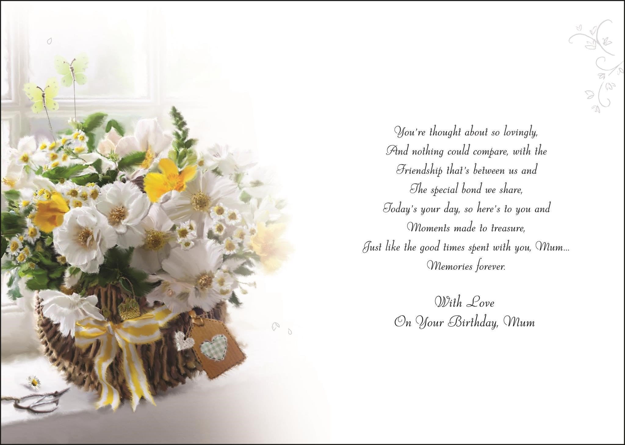 Inside of Mum Basket Birthday Greetings Card