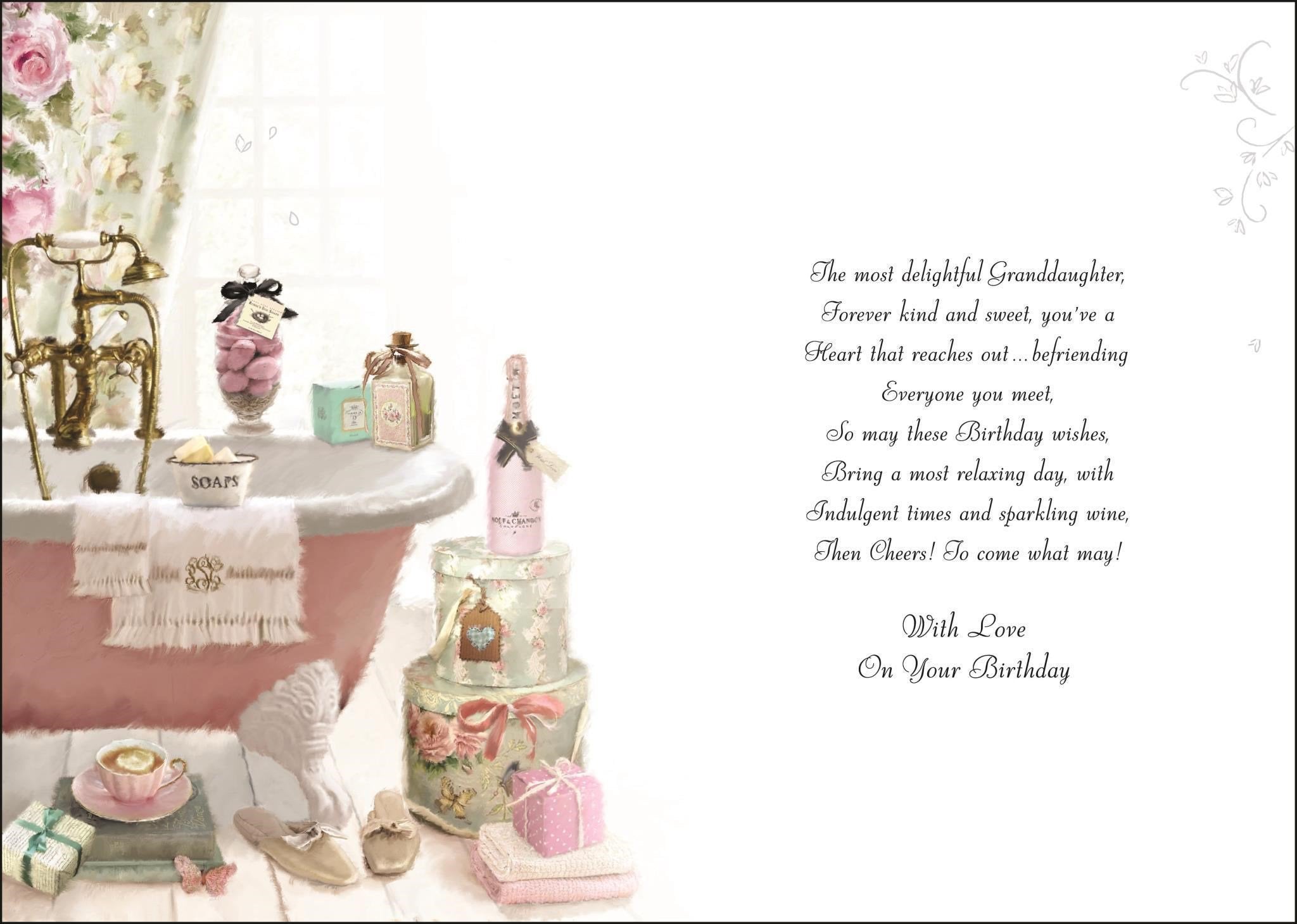 Inside of Granddaughter Bathroom Birthday Greetings Card