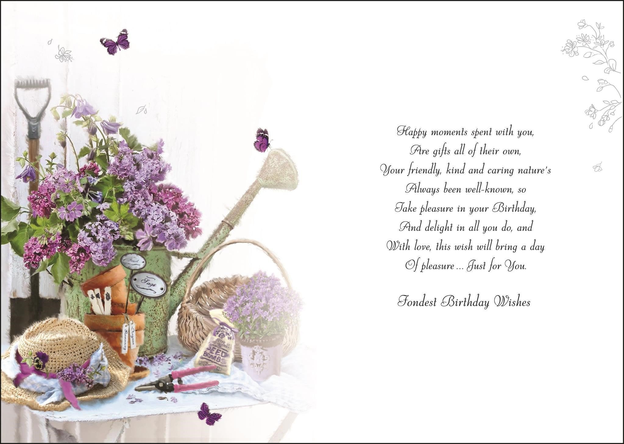 Inside of Sister in Law Watering Can Birthday Greetings Card
