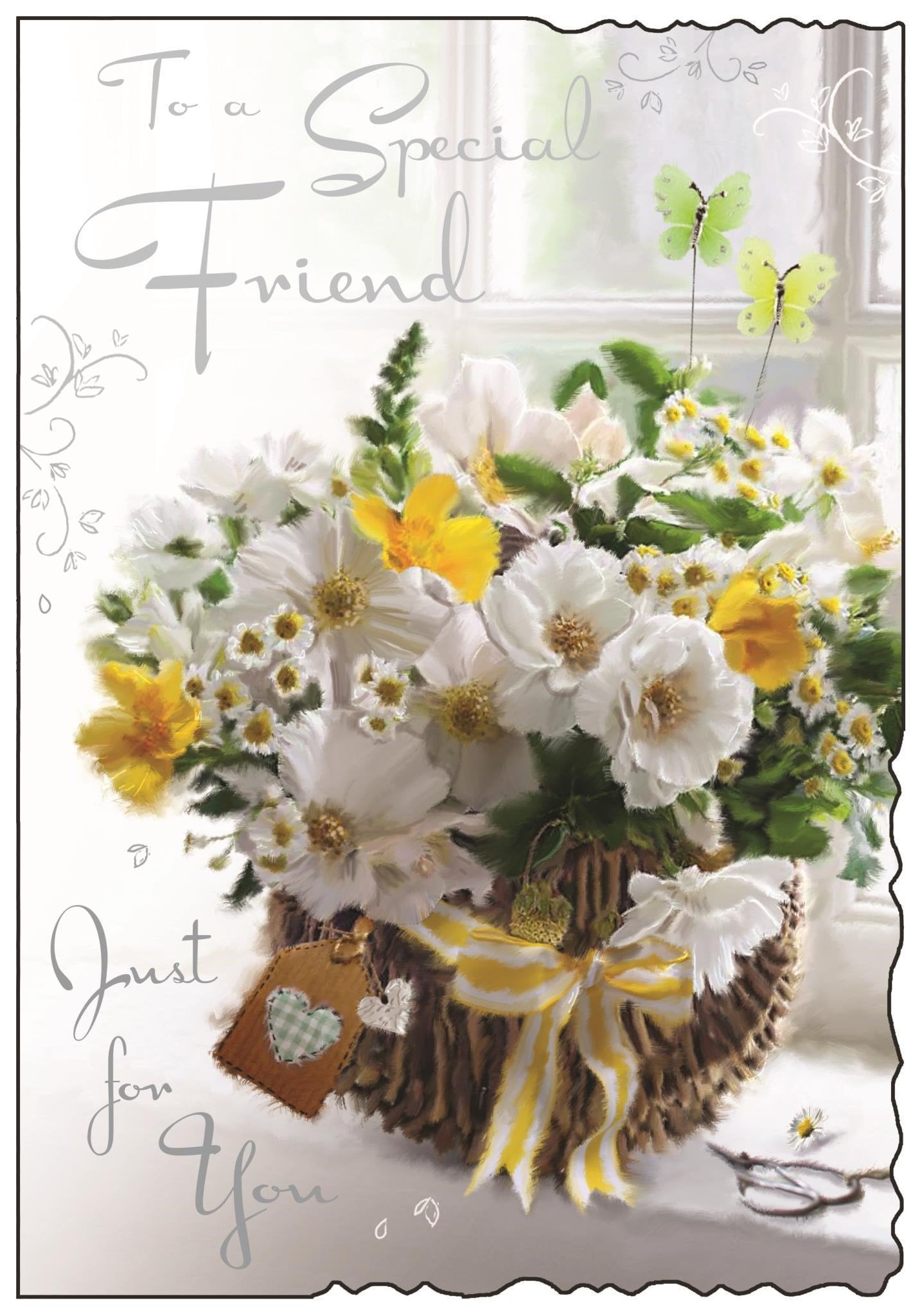 Front of Special Friend Birthday Basket Greetings Card