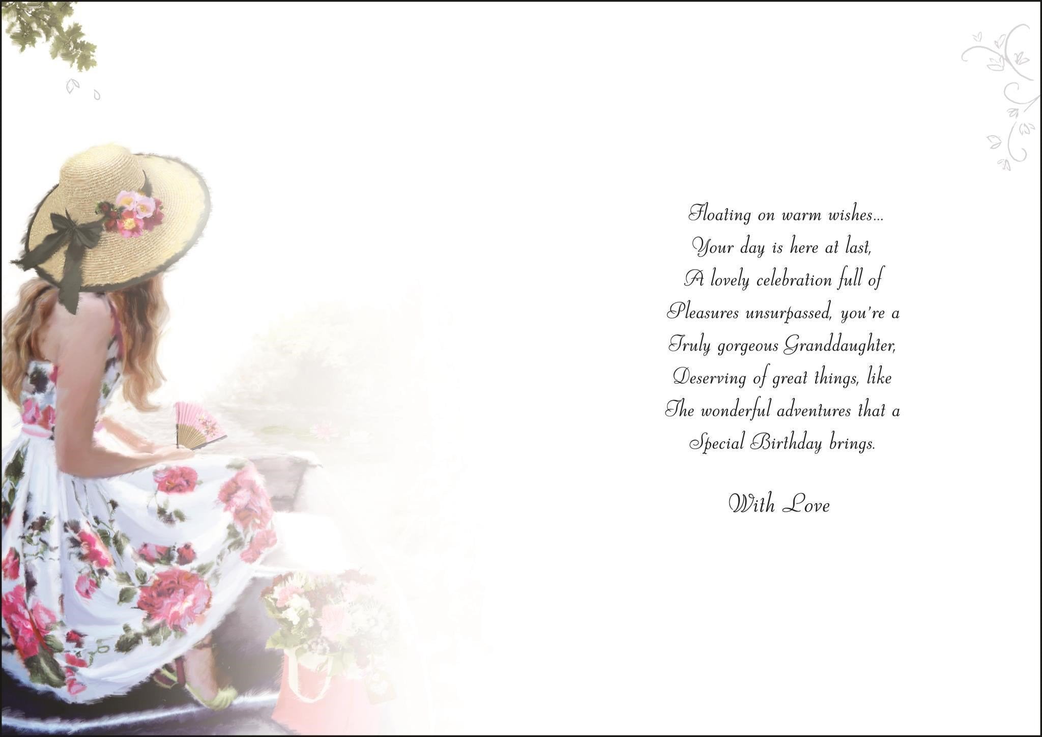 Inside of Granddaughter Birthday Boat Greetings Card