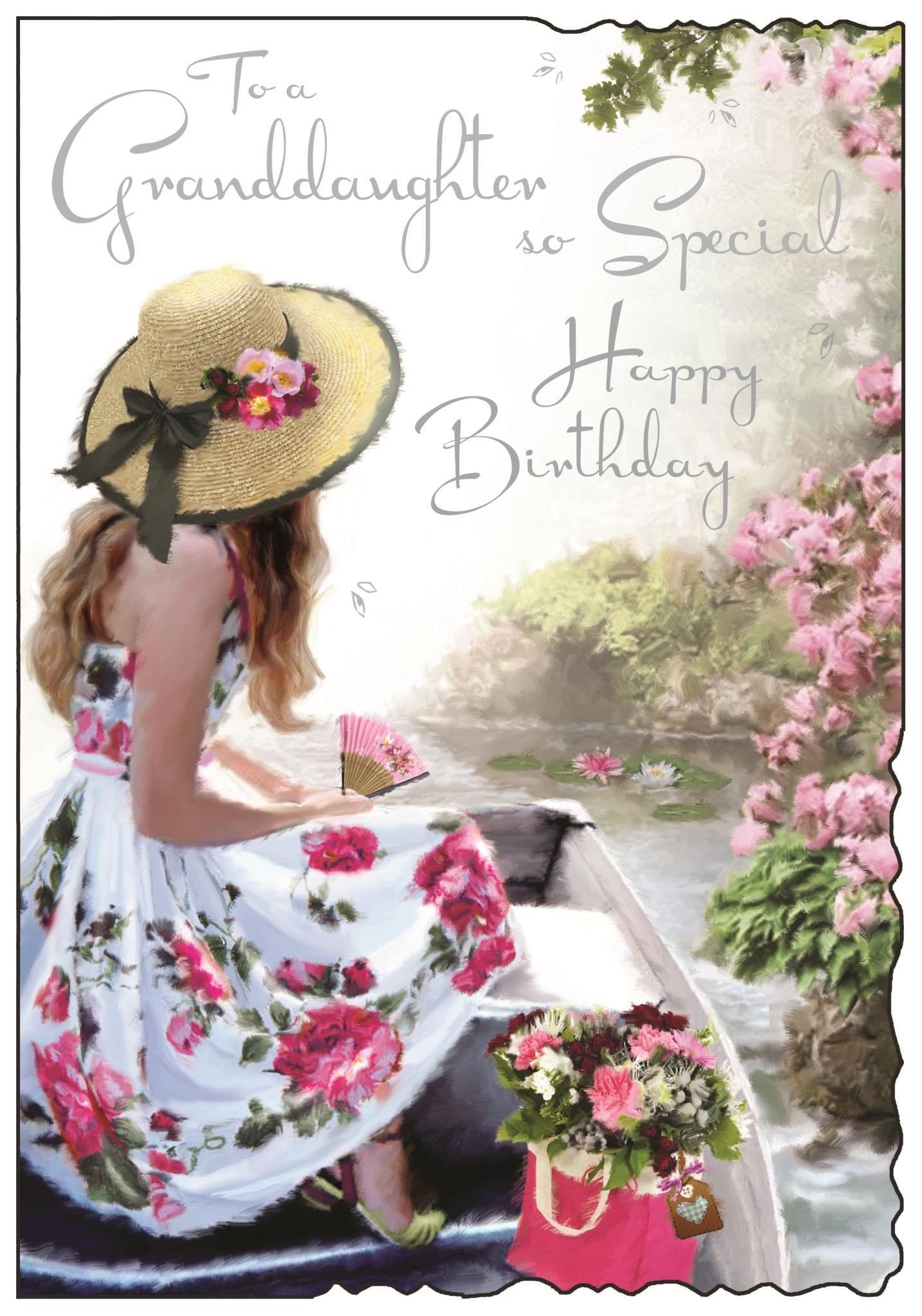 Front of Granddaughter Birthday Boat Greetings Card