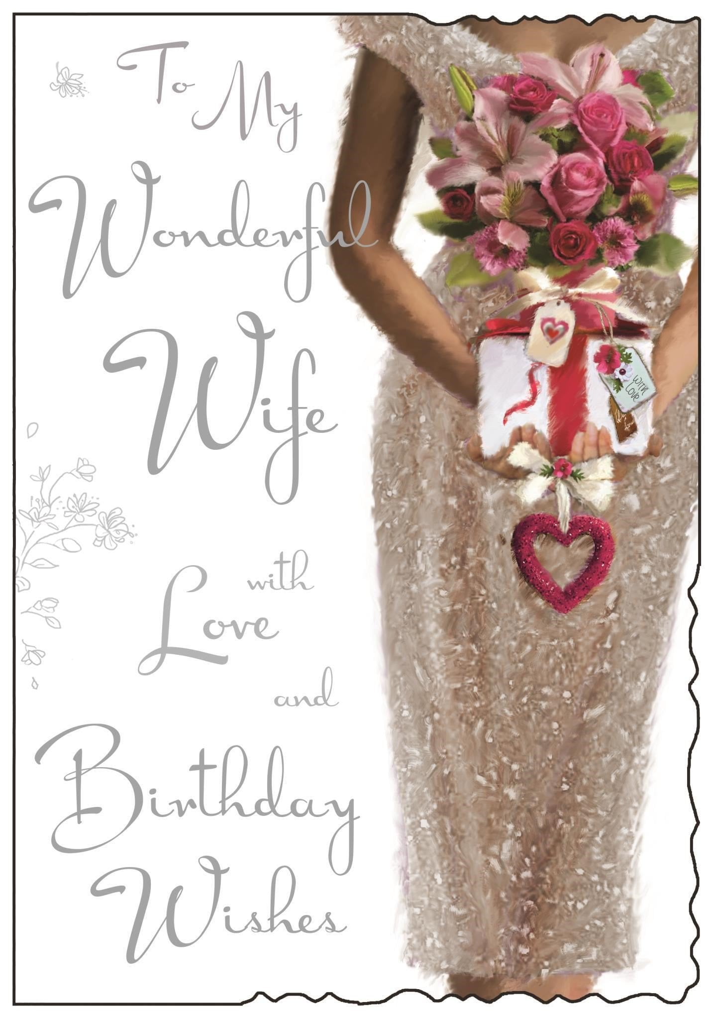 Front of Wife Birthday Ivory Dress Greetings Card